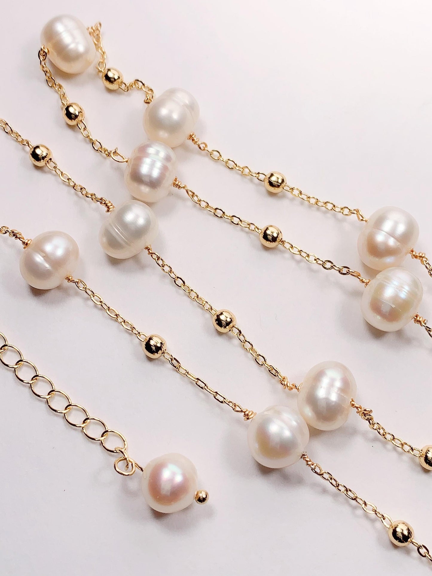 9.5mm Freshwater Pearl Necklace: 14K Gold Filled Chain, Handmade