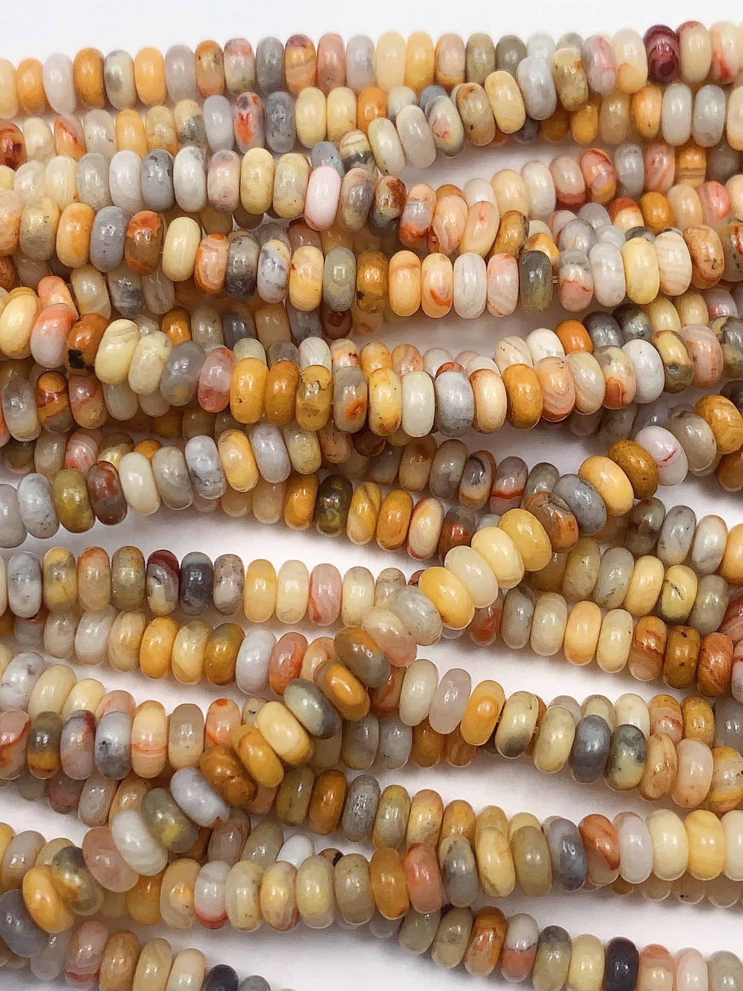 2x4mm Good quality Genuine Natural Yellow Brown Crazy Agate Smooth Rondelle Beads 15.5" Strand