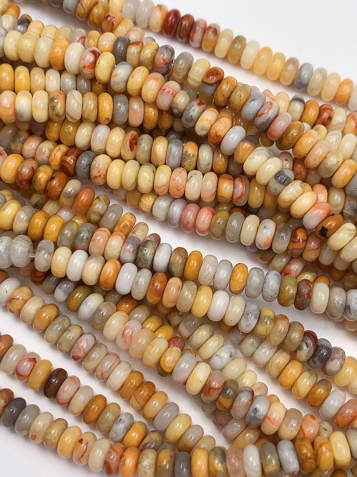 2x4mm Good quality Genuine Natural Yellow Brown Crazy Agate Smooth Rondelle Beads 15.5" Strand