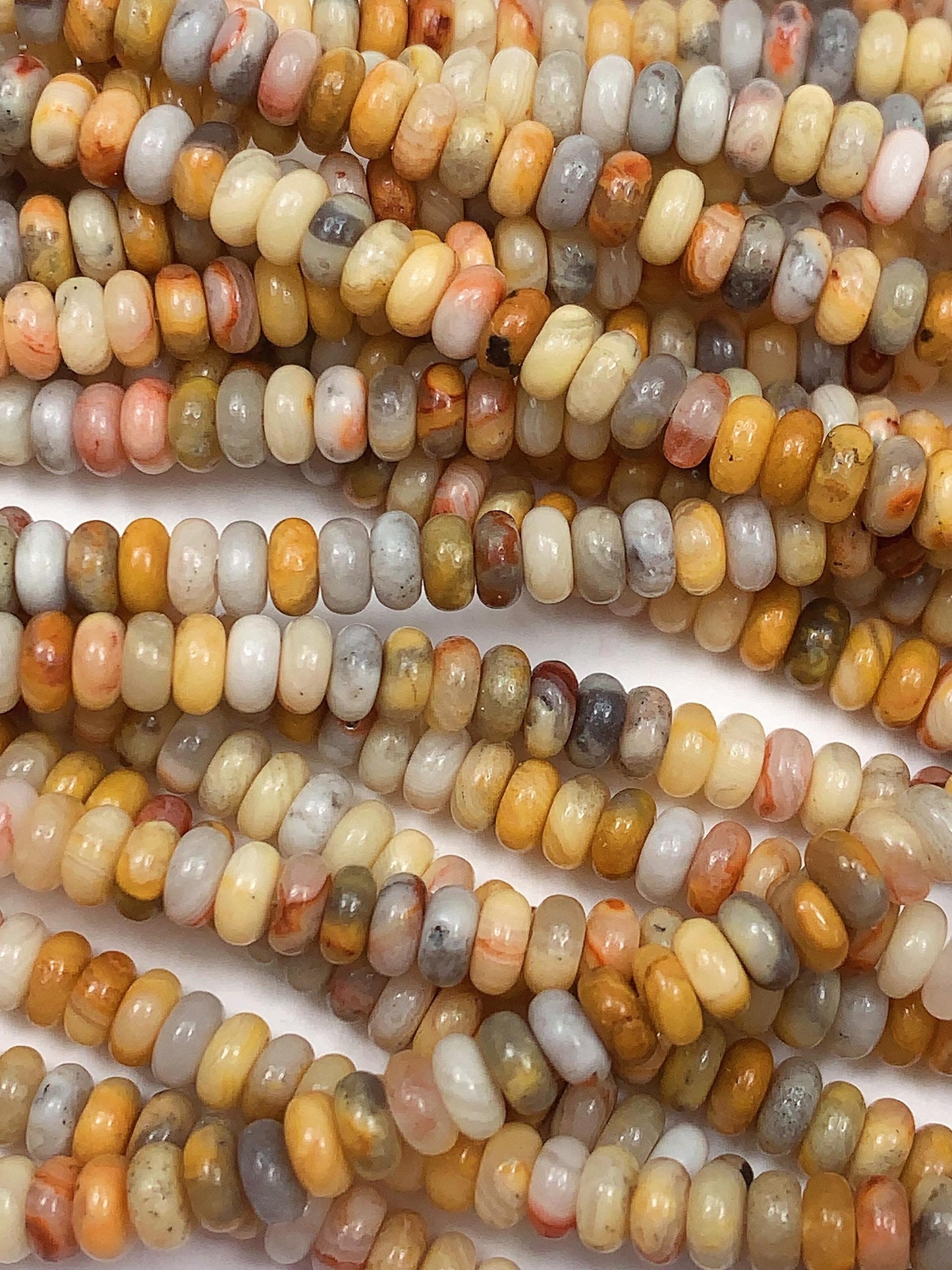 2x4mm Good quality Genuine Natural Yellow Brown Crazy Agate Smooth Rondelle Beads 15.5" Strand