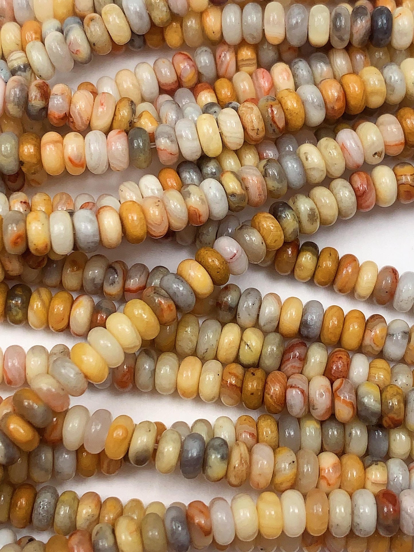 2x4mm Good quality Genuine Natural Yellow Brown Crazy Agate Smooth Rondelle Beads 15.5" Strand