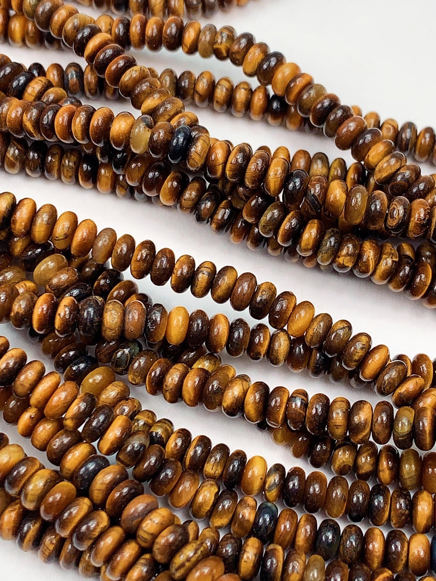 2x4mm Good Quality Natural Yellow Brown Tiger Eyes Smooth Rondelle Beads 15" Strand