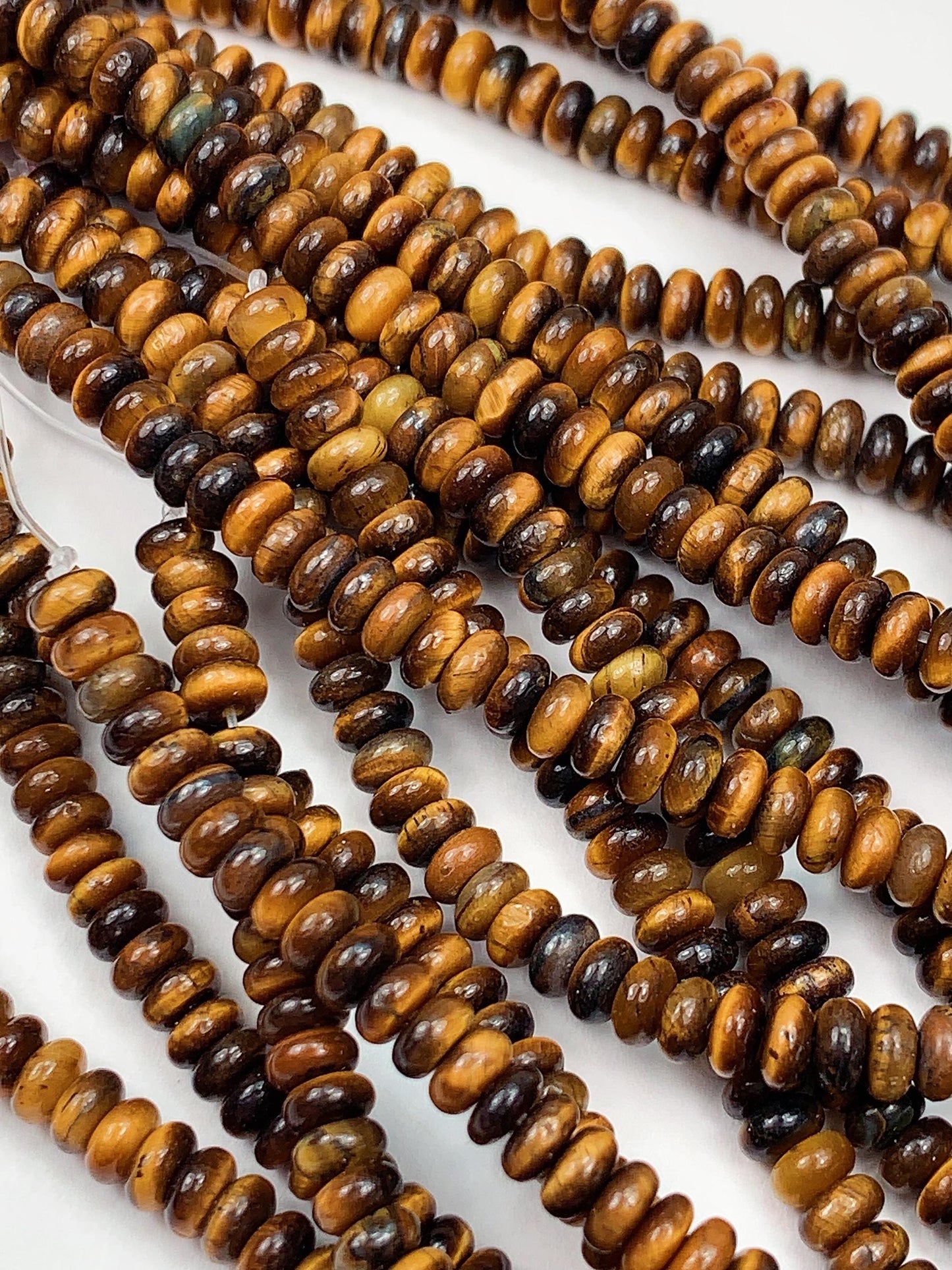 2x4mm Good Quality Natural Yellow Brown Tiger Eyes Smooth Rondelle Beads 15" Strand