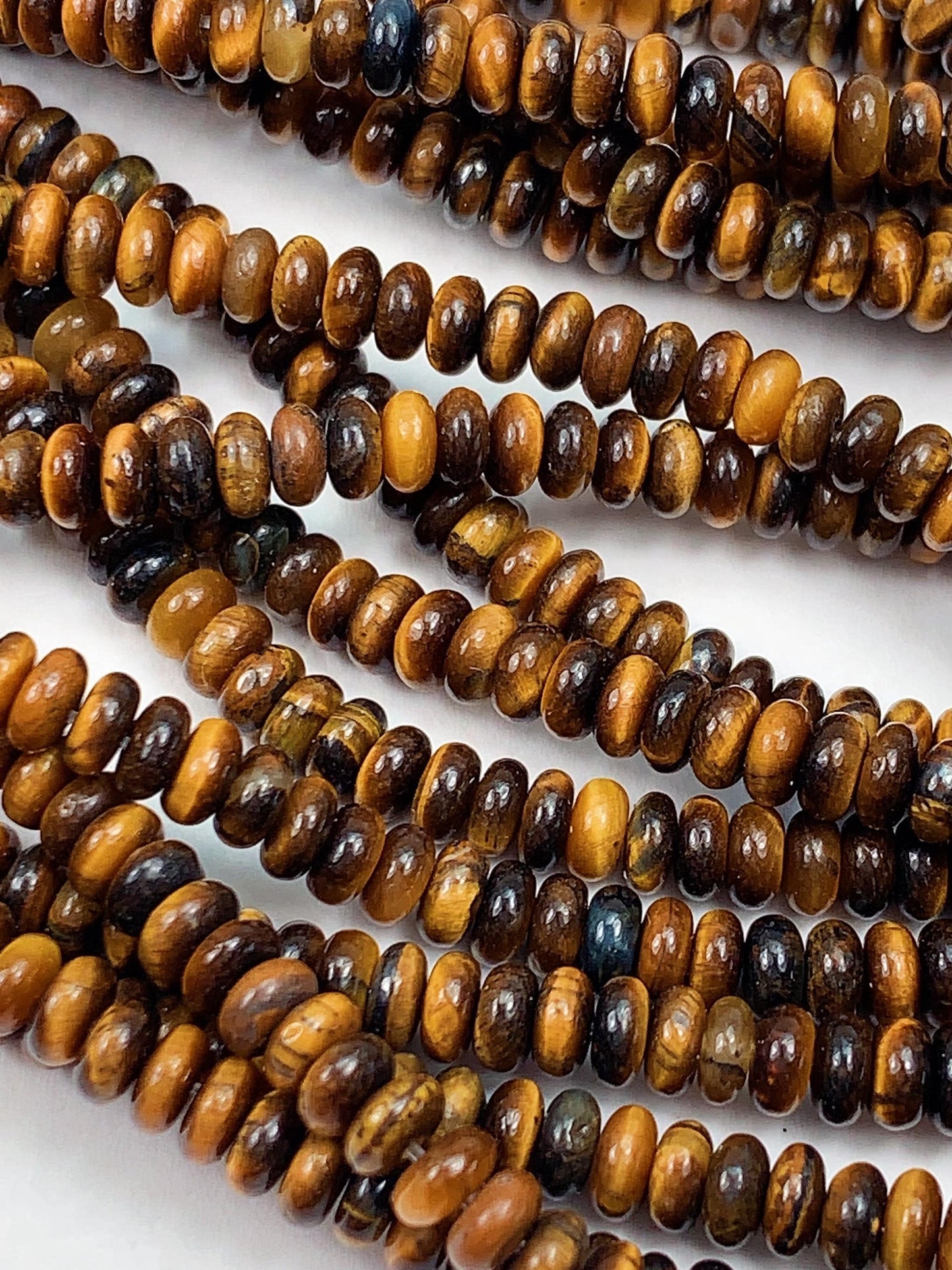 2x4mm Good Quality Natural Yellow Brown Tiger Eyes Smooth Rondelle Beads 15" Strand