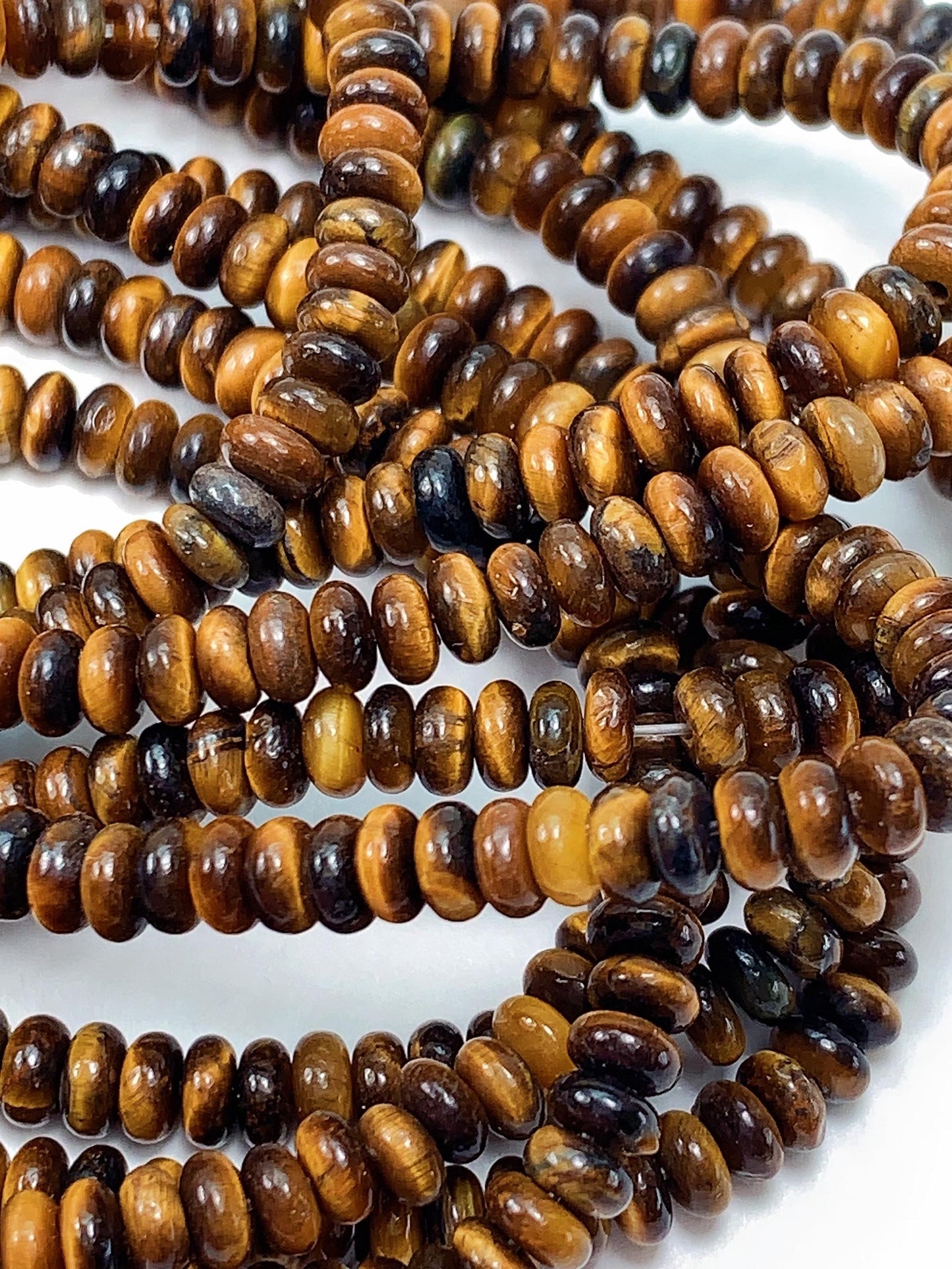 2x4mm Good Quality Natural Yellow Brown Tiger Eyes Smooth Rondelle Beads 15" Strand