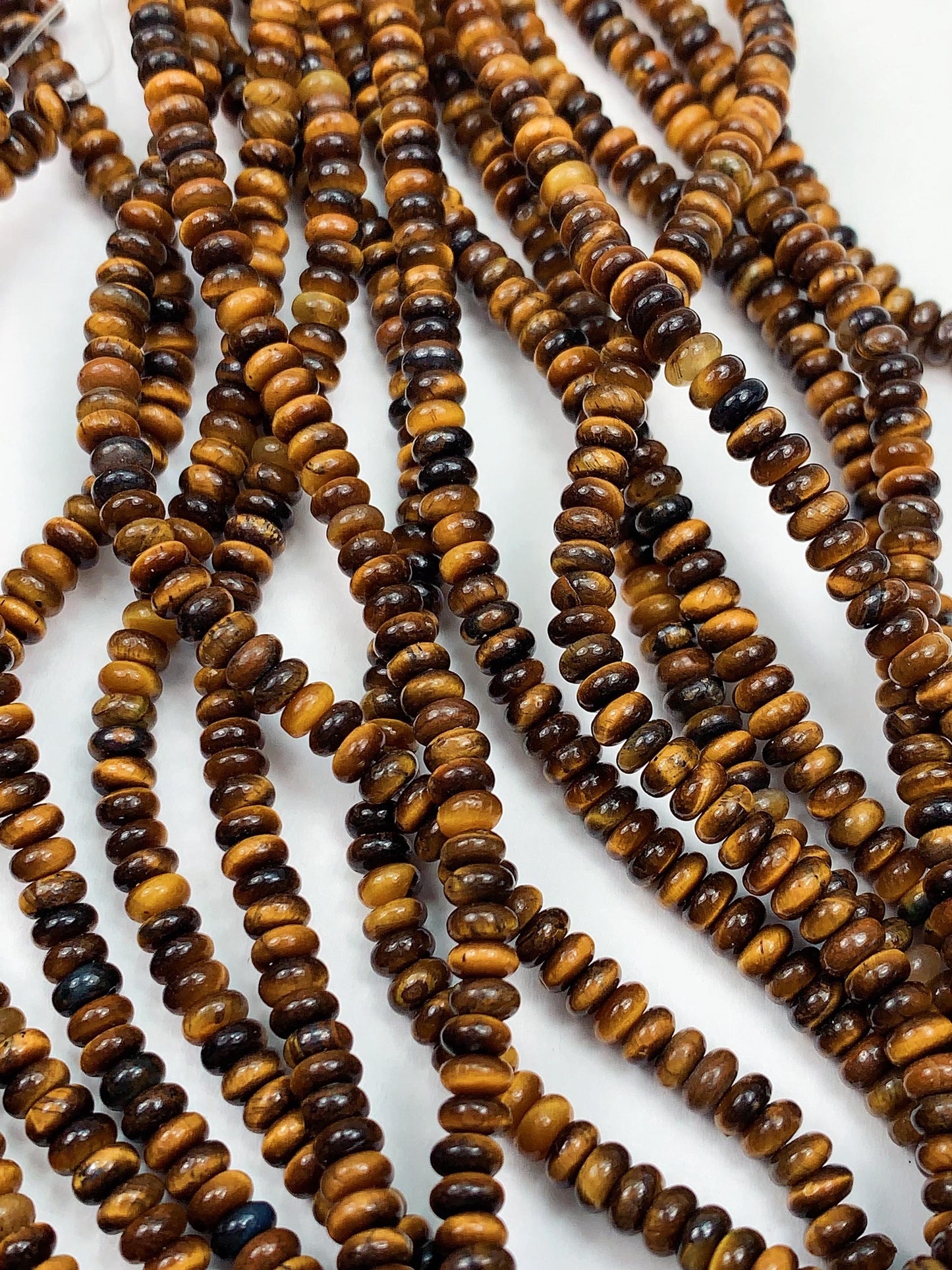 2x4mm Good Quality Natural Yellow Brown Tiger Eyes Smooth Rondelle Beads 15" Strand