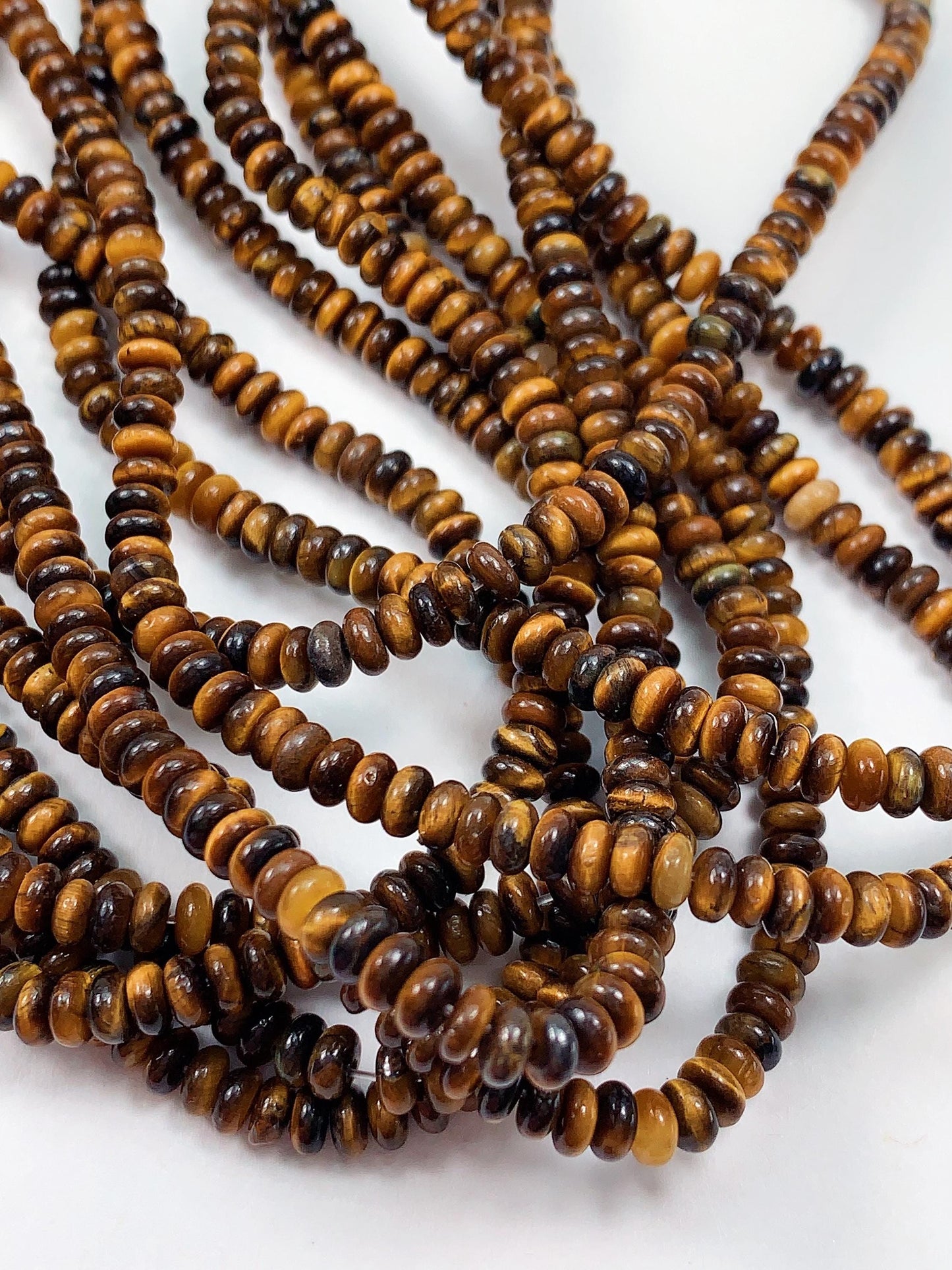 2x4mm Good Quality Natural Yellow Brown Tiger Eyes Smooth Rondelle Beads 15" Strand