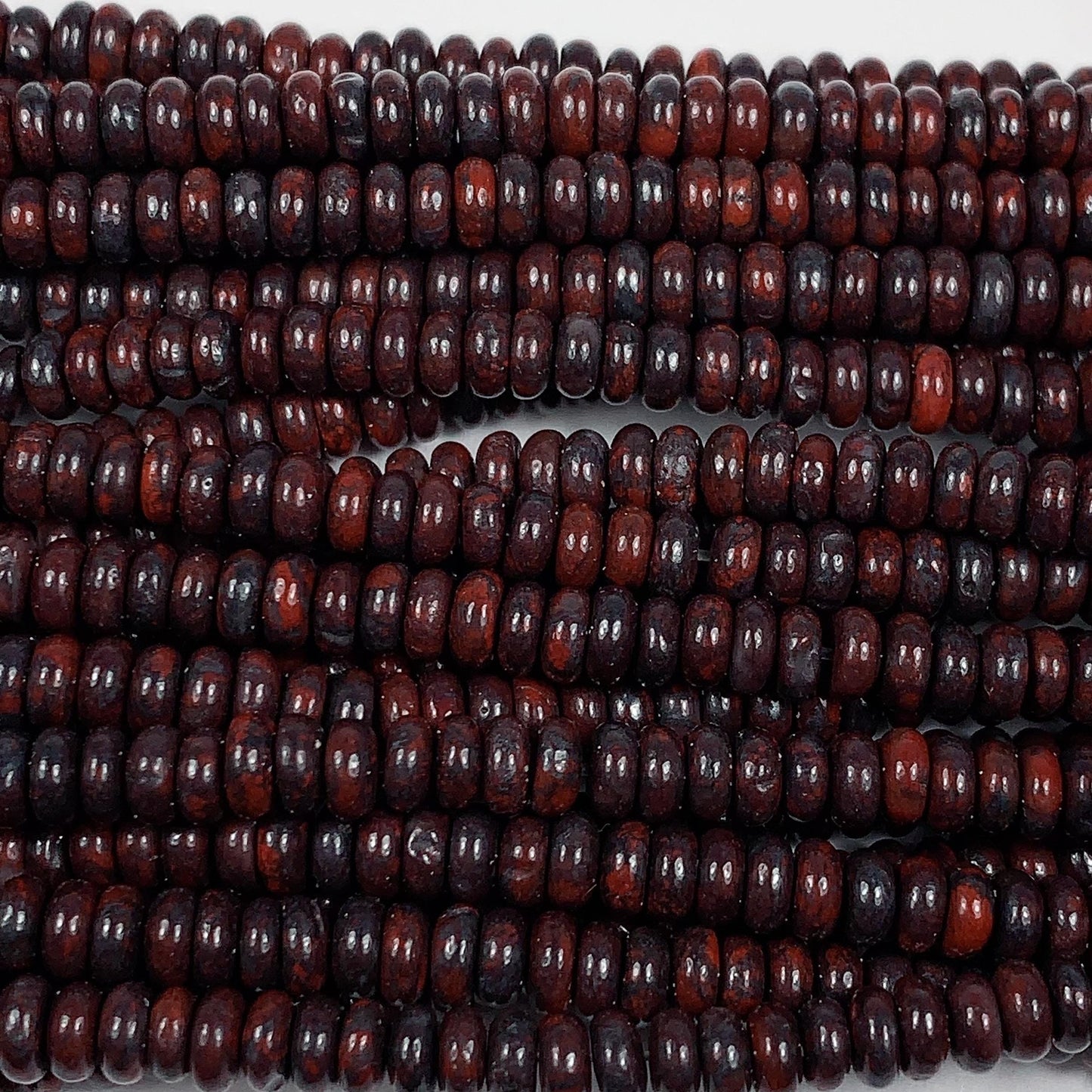 Good Quality Natural Red Black Brecciated Jasper Smooth Rondelle Beads 15" Strand 2x4mm
