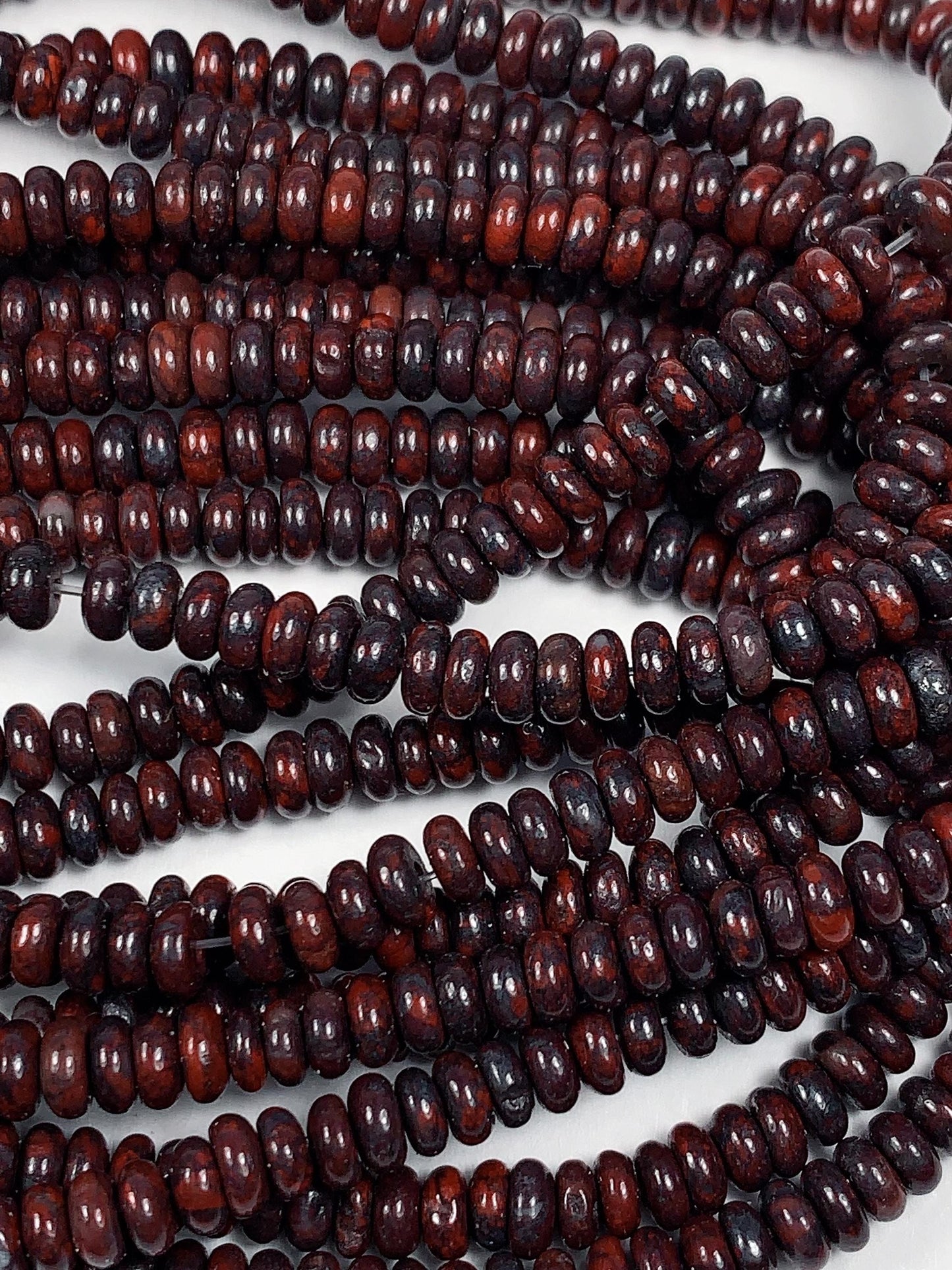 Good Quality Natural Red Black Brecciated Jasper Smooth Rondelle Beads 15" Strand 2x4mm