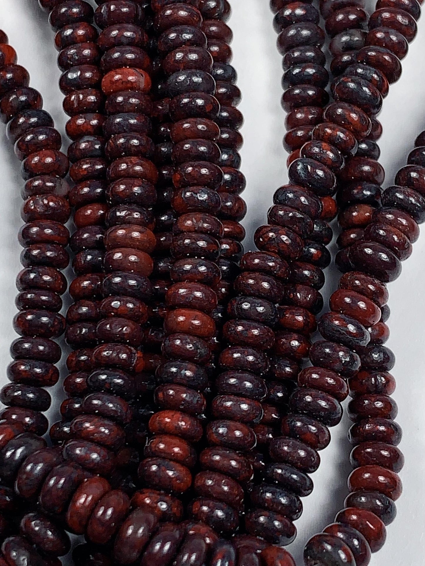 Good Quality Natural Red Black Brecciated Jasper Smooth Rondelle Beads 15" Strand 2x4mm
