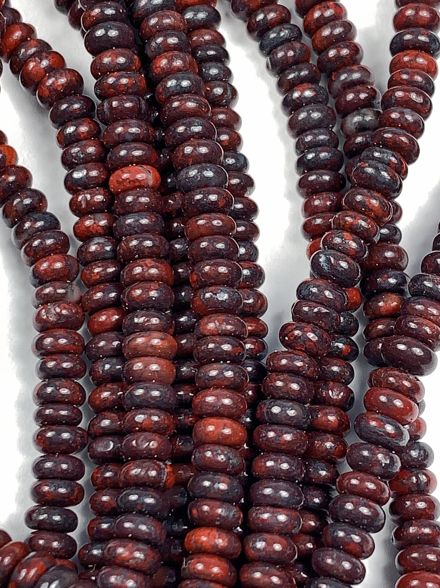 Good Quality Natural Red Black Brecciated Jasper Smooth Rondelle Beads 15" Strand 2x4mm