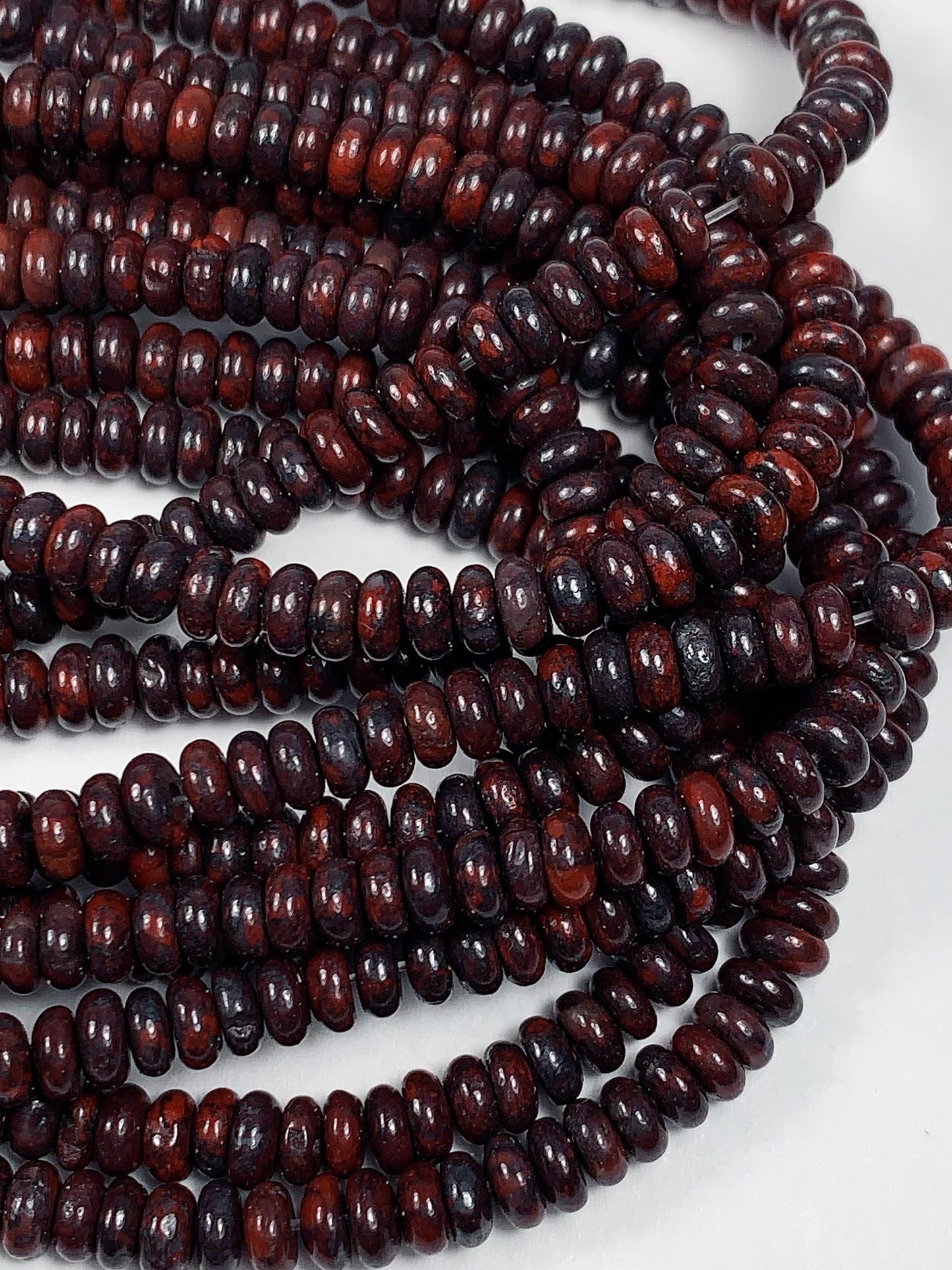 Good Quality Natural Red Black Brecciated Jasper Smooth Rondelle Beads 15" Strand 2x4mm
