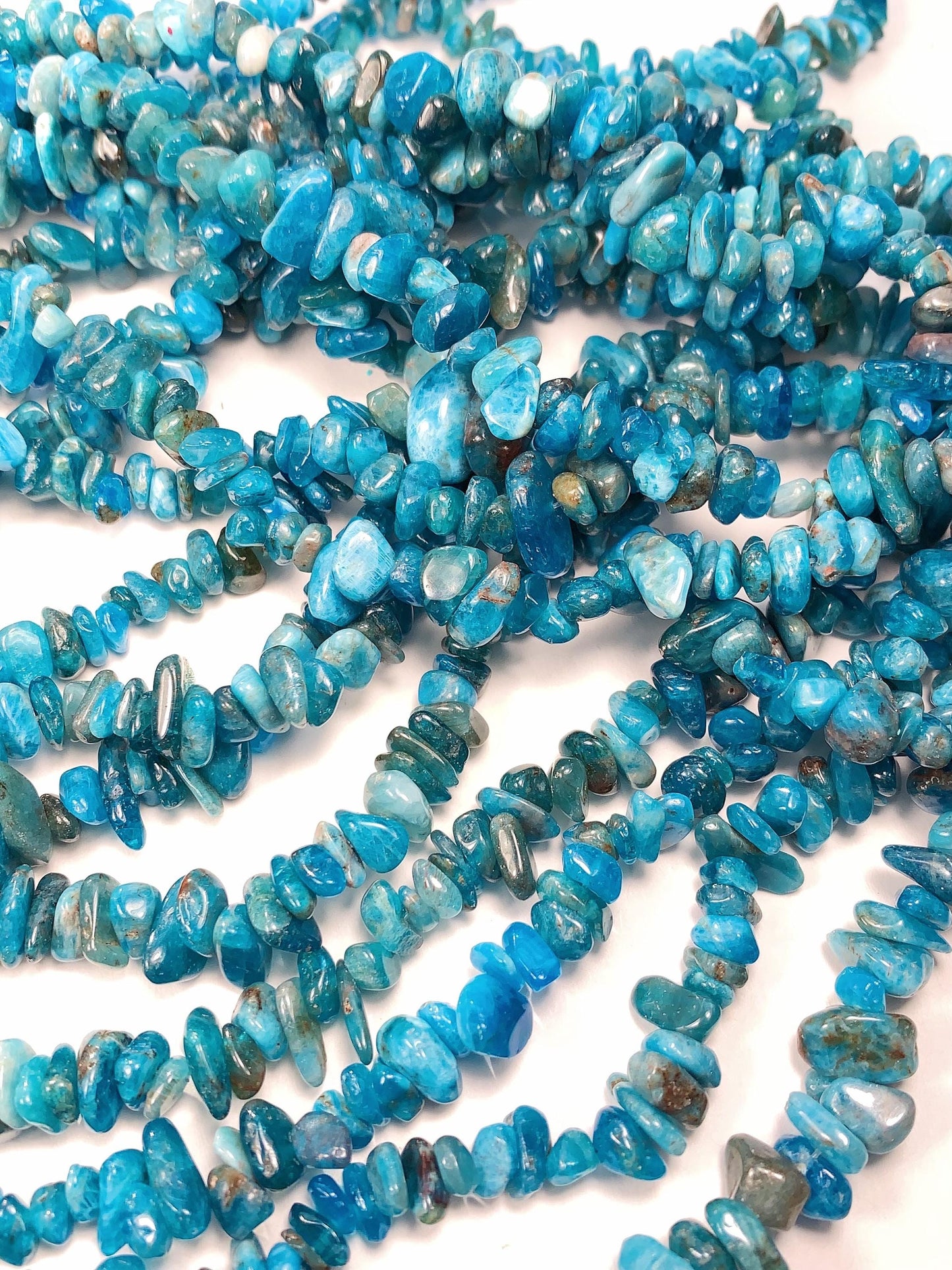 Blue Apatite Nugget Beads: Genuine Gemstone Crystal Chips, 32" Strand