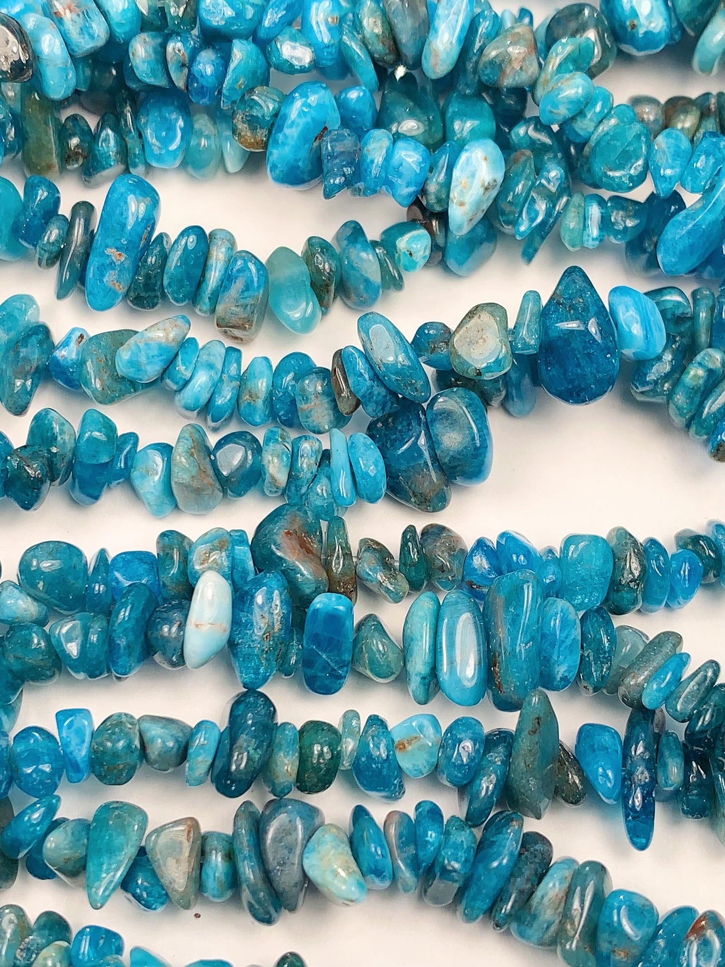 Blue Apatite Nugget Beads: Genuine Gemstone Crystal Chips, 32" Strand