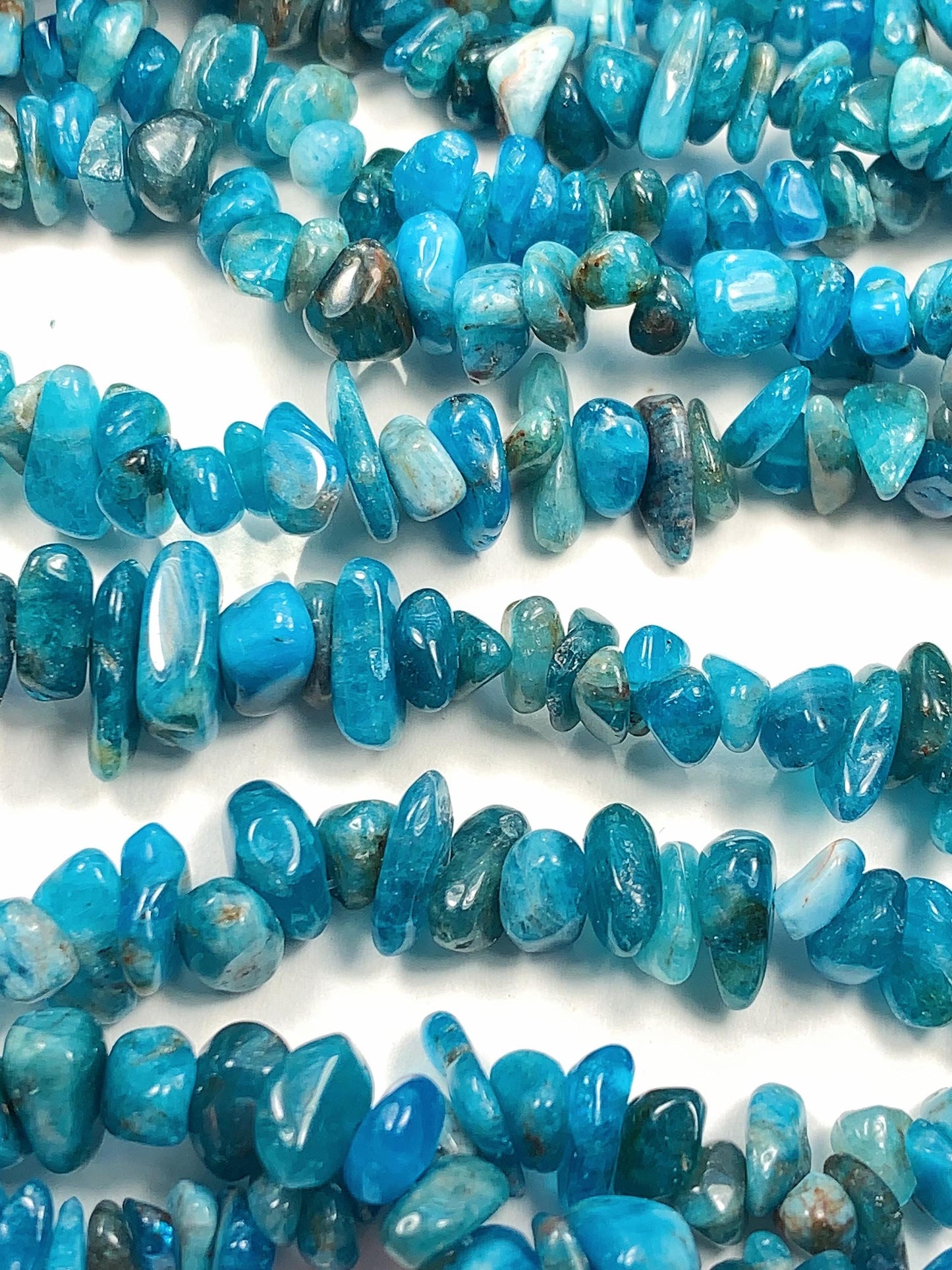 Blue Apatite Nugget Beads: Genuine Gemstone Crystal Chips, 32" Strand