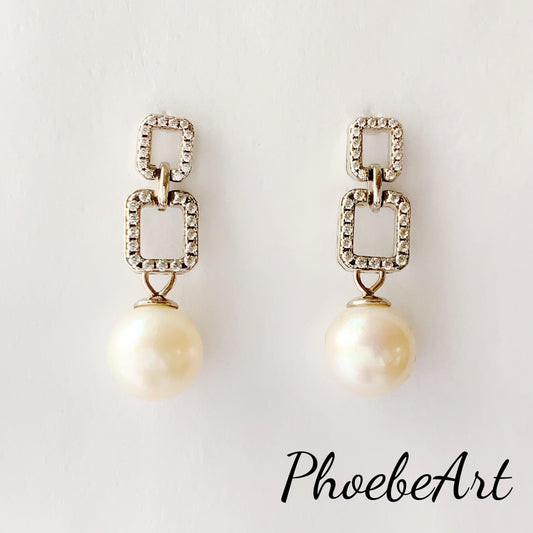8.5mm Freshwater Pearl Earrings: 18k Gold Plated Sterling Silver