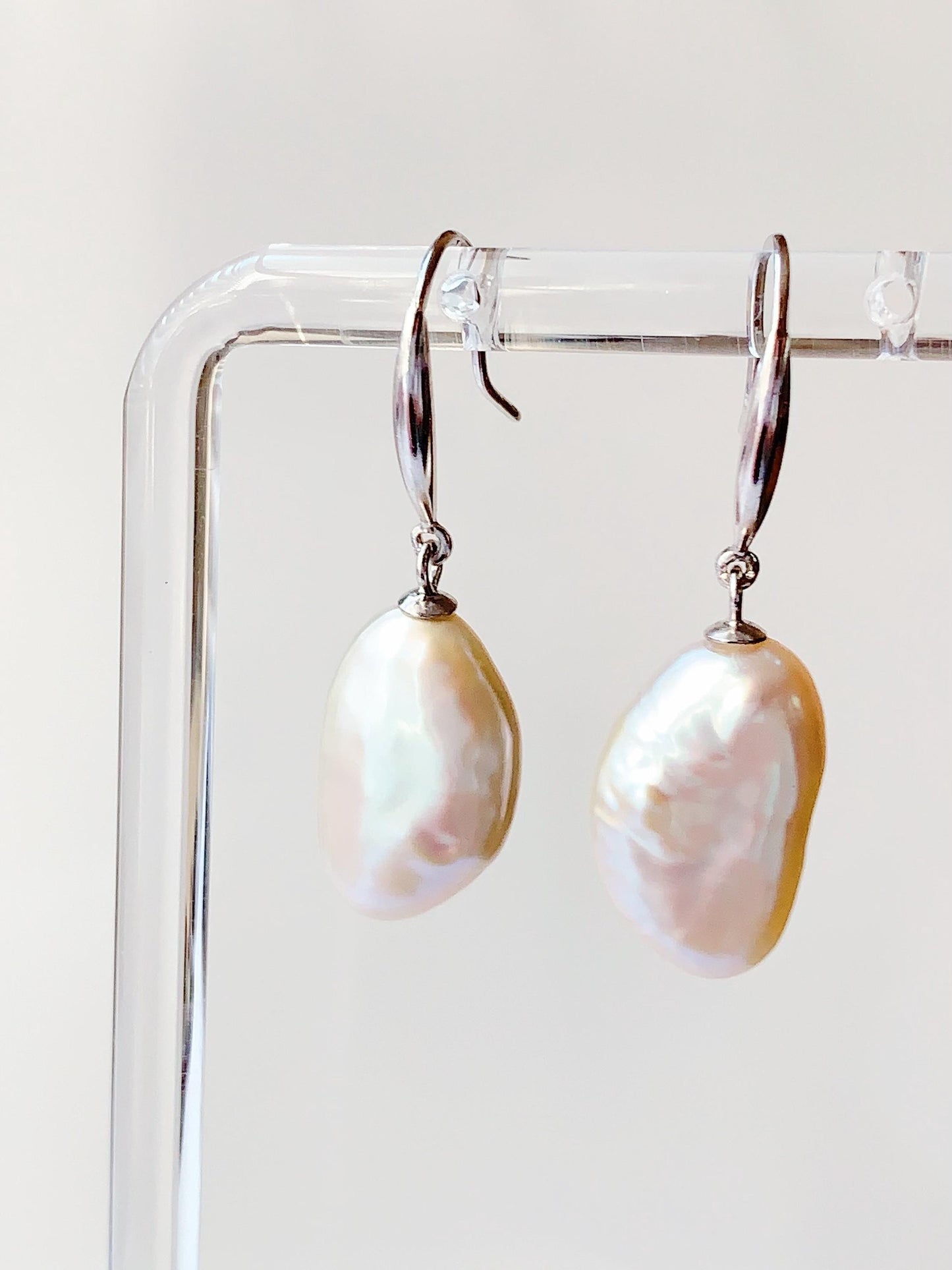 19mm Baroque Pearl Earrings: 18k Gold Plated Sterling Silver