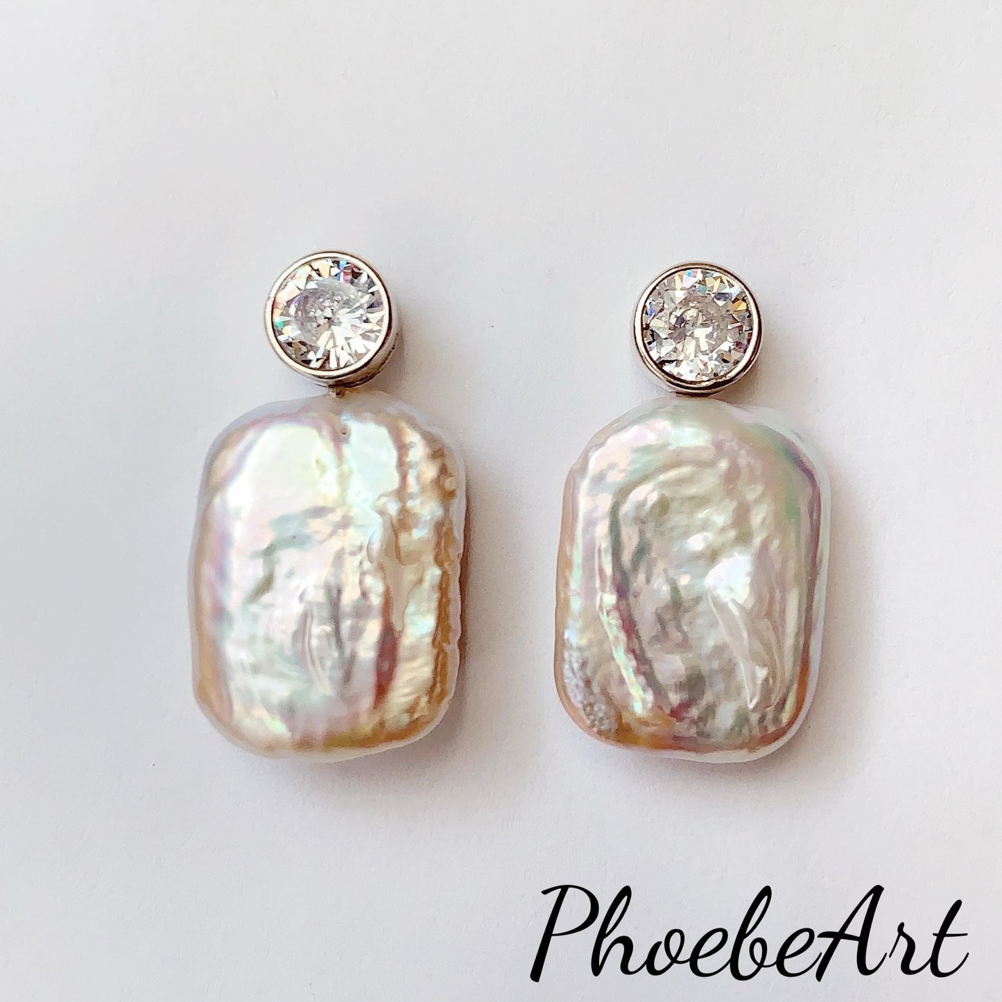 20mm Baroque Pearl Earrings: 18k Gold Plated Sterling Silver Studs
