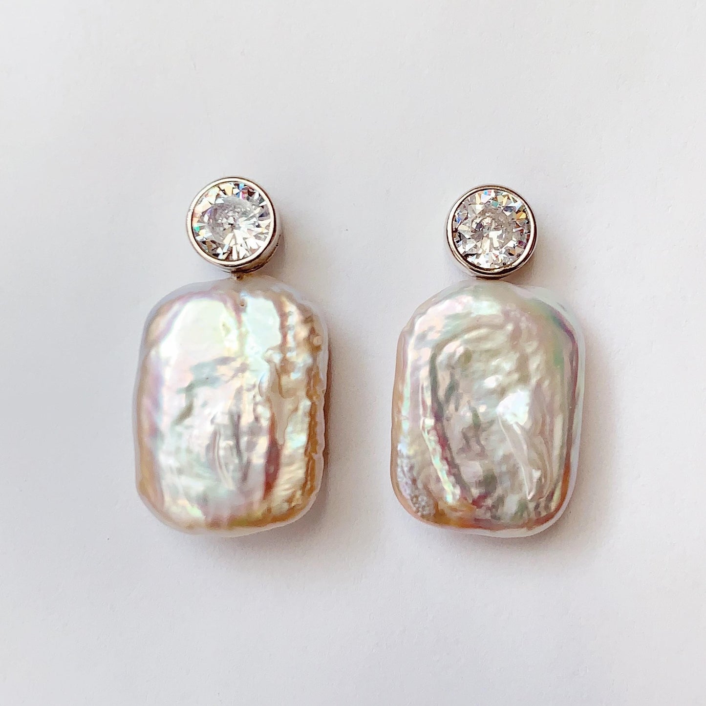 20mm Baroque Pearl Earrings: 18k Gold Plated Sterling Silver Studs