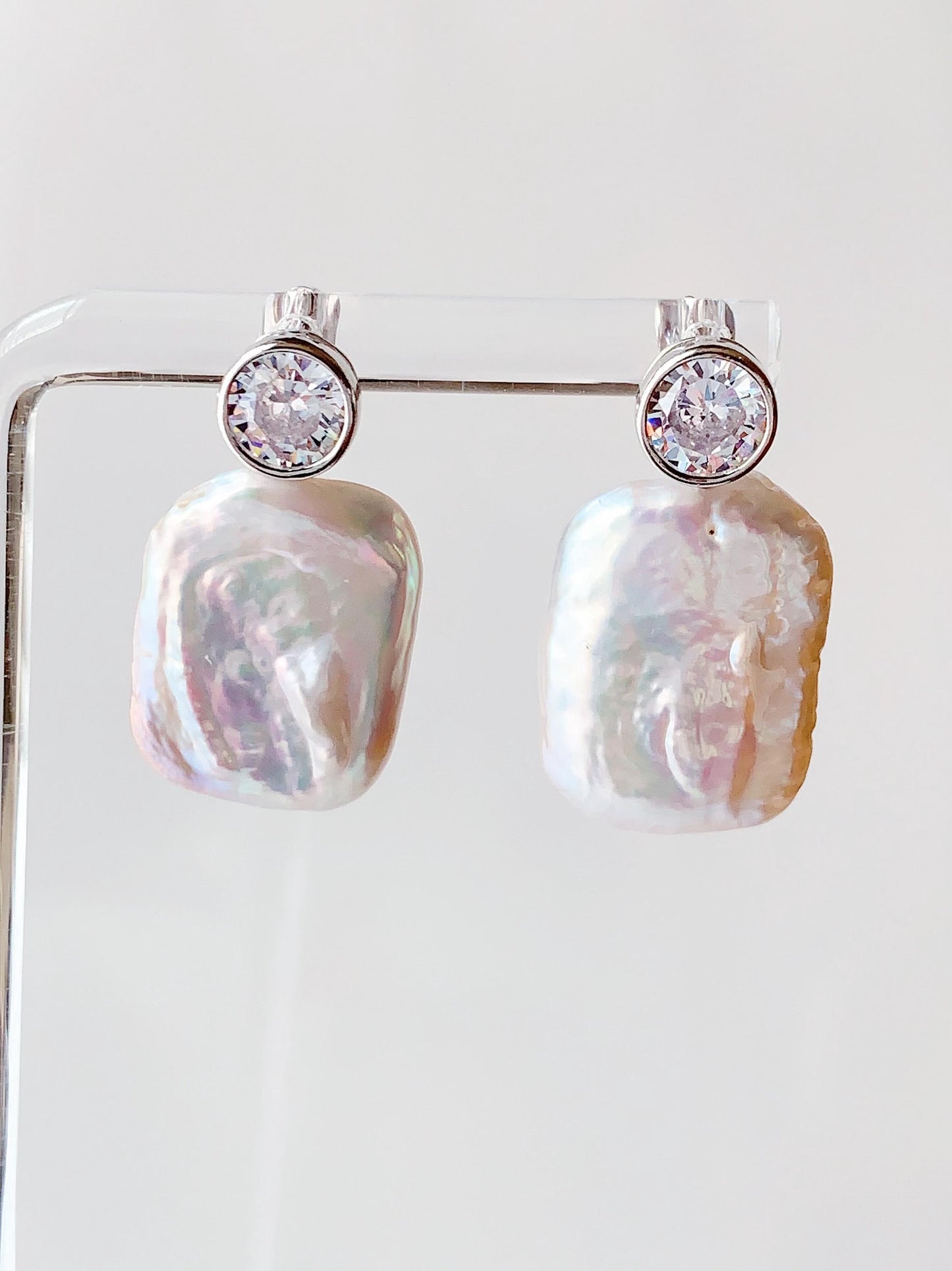20mm Baroque Pearl Earrings: 18k Gold Plated Sterling Silver Studs