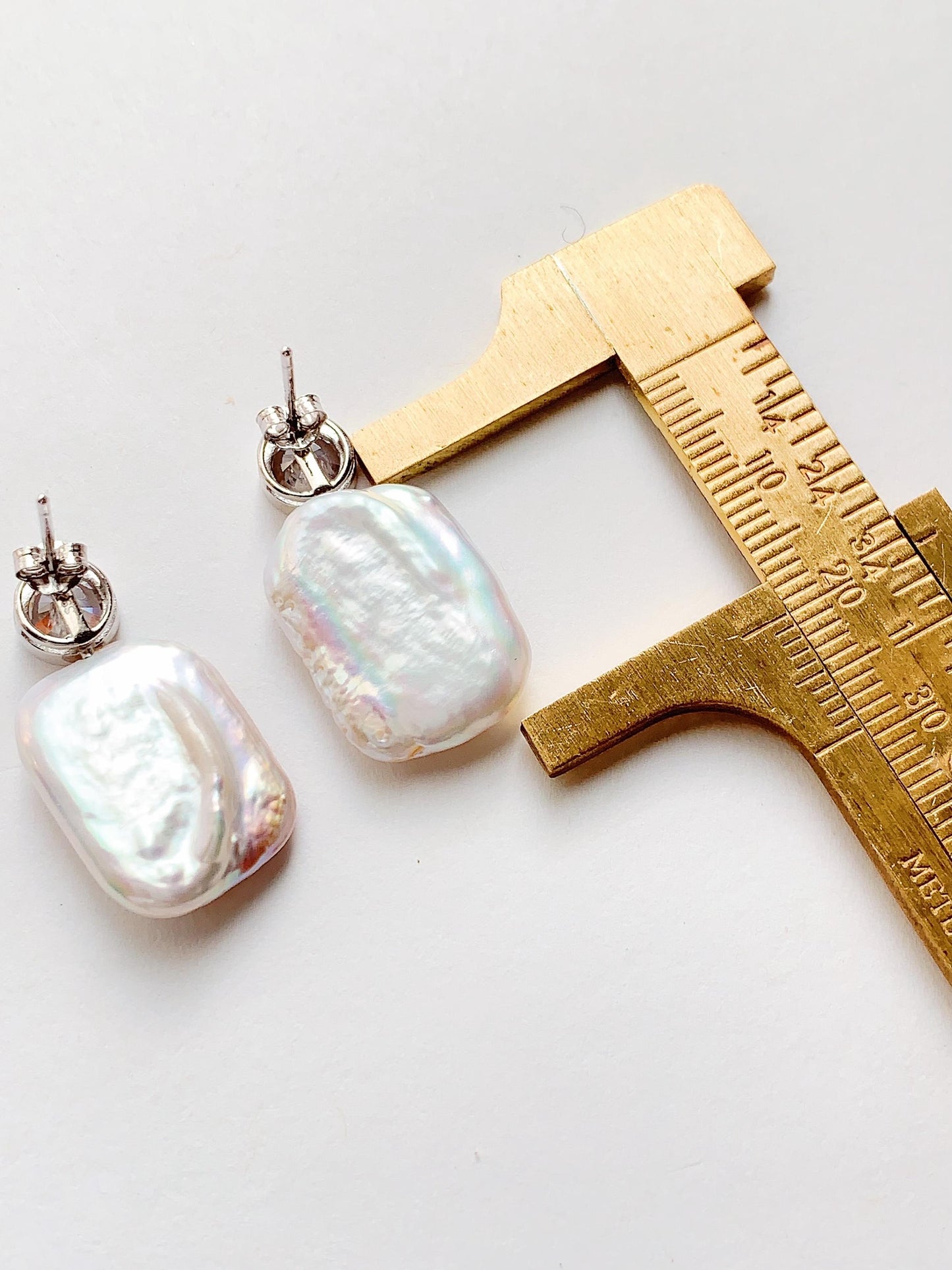20mm Baroque Pearl Earrings: 18k Gold Plated Sterling Silver Studs