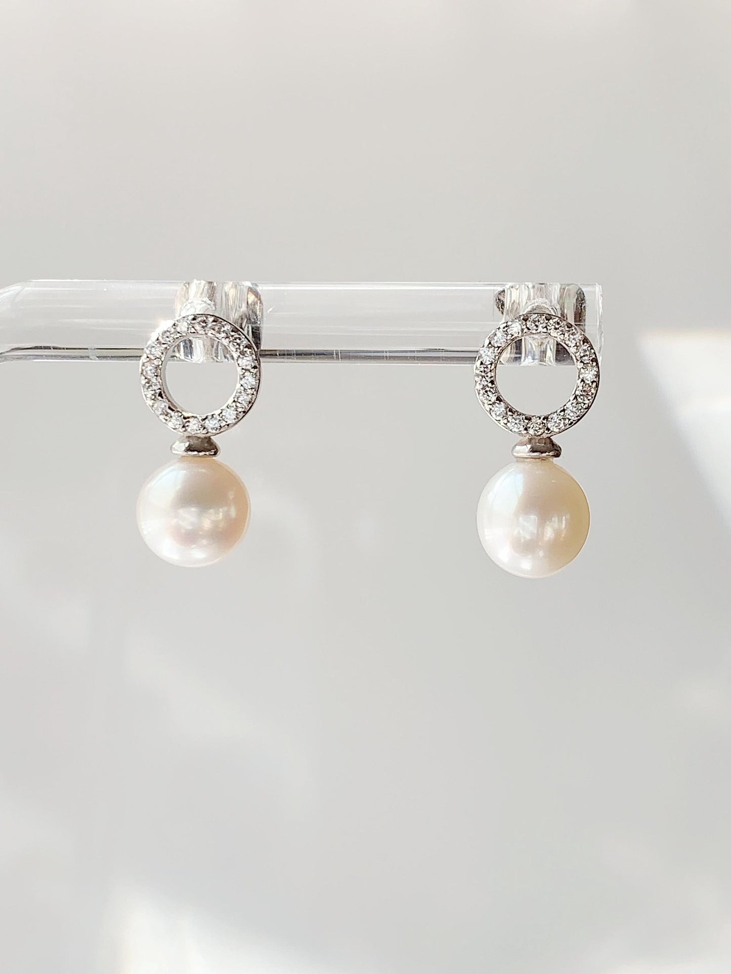 Freshwater Pearl Earrings: 18k White Gold Plated Sterling Silver Studs