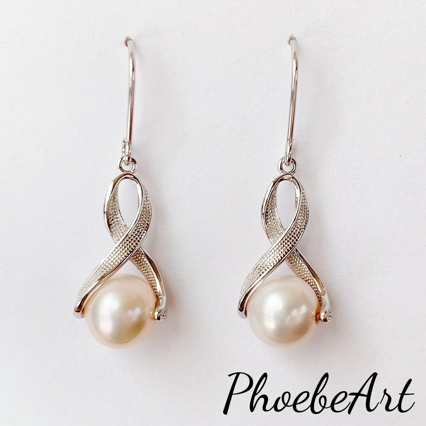 11mm Pink Pearl Earrings: Sterling Silver, June Birthstone
