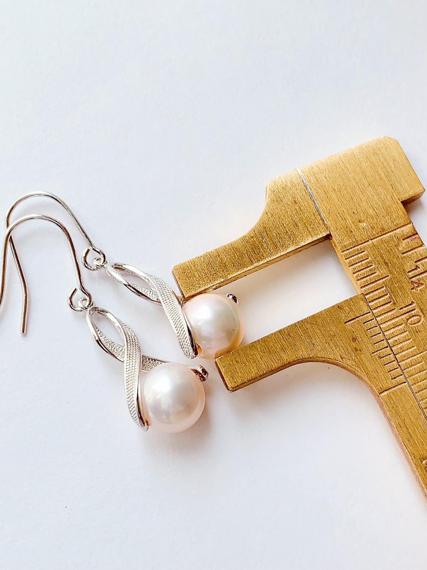 11mm Pink Pearl Earrings: Sterling Silver, June Birthstone