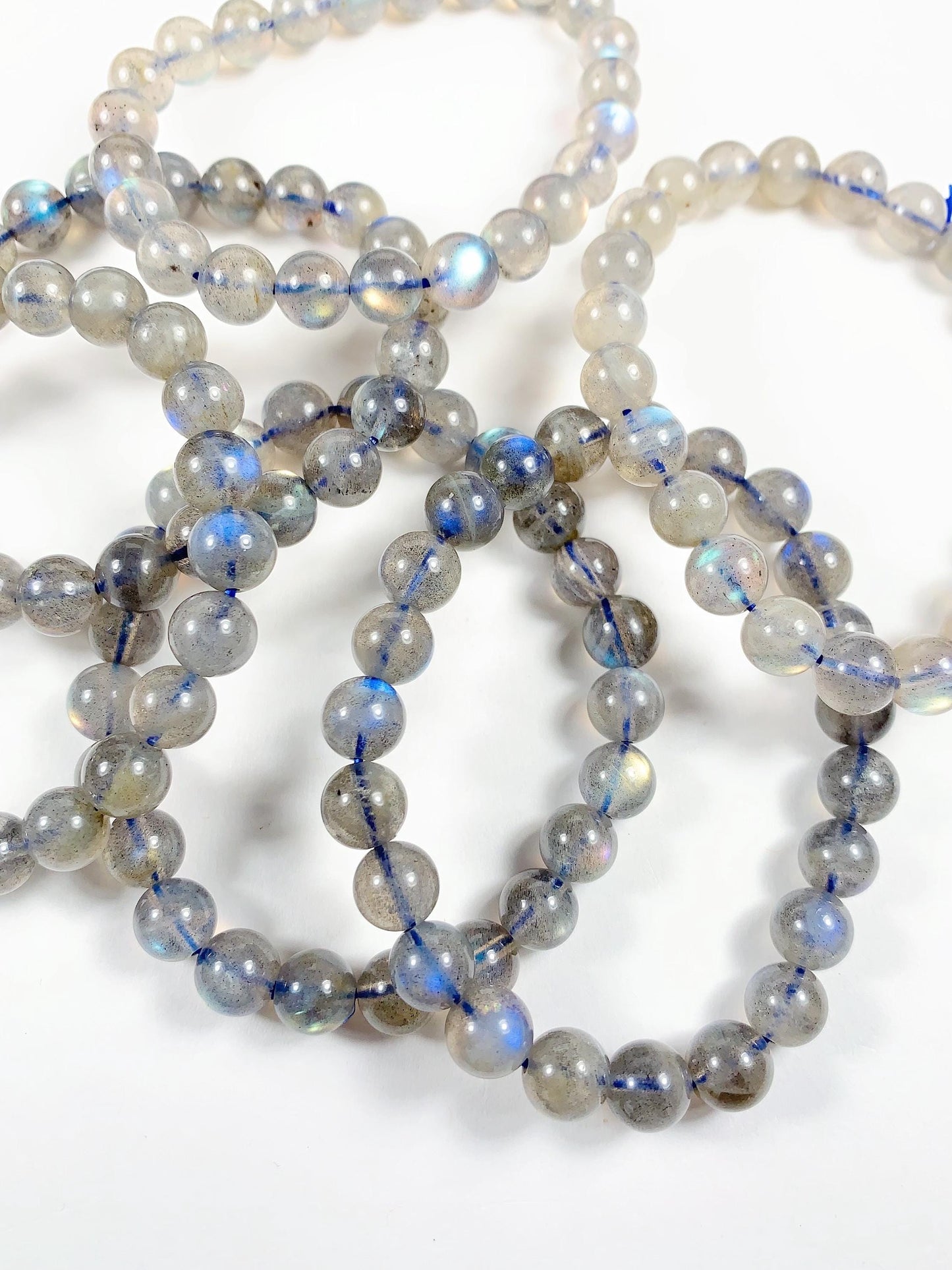 AAA+ Labradorite Bracelet: 8mm Smooth Round Gemstone