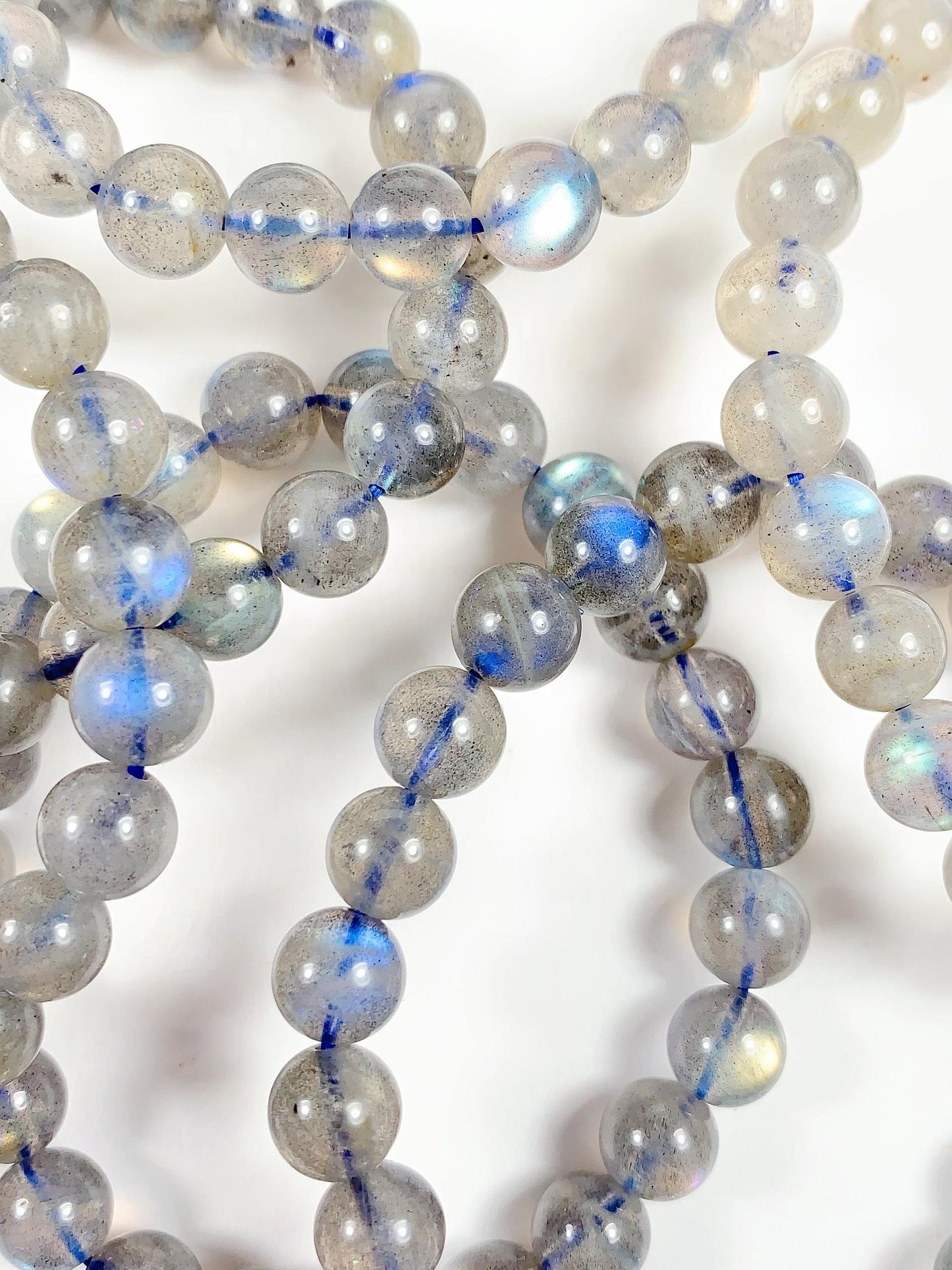 AAA+ Labradorite Bracelet: 8mm Smooth Round Gemstone