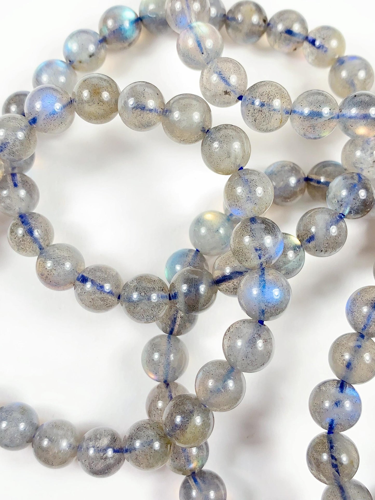AAA+ Labradorite Bracelet: 8mm Smooth Round Gemstone