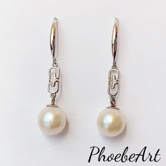 Freshwater Pearl Earrings: 18k Gold Plated Sterling Silver Dangle