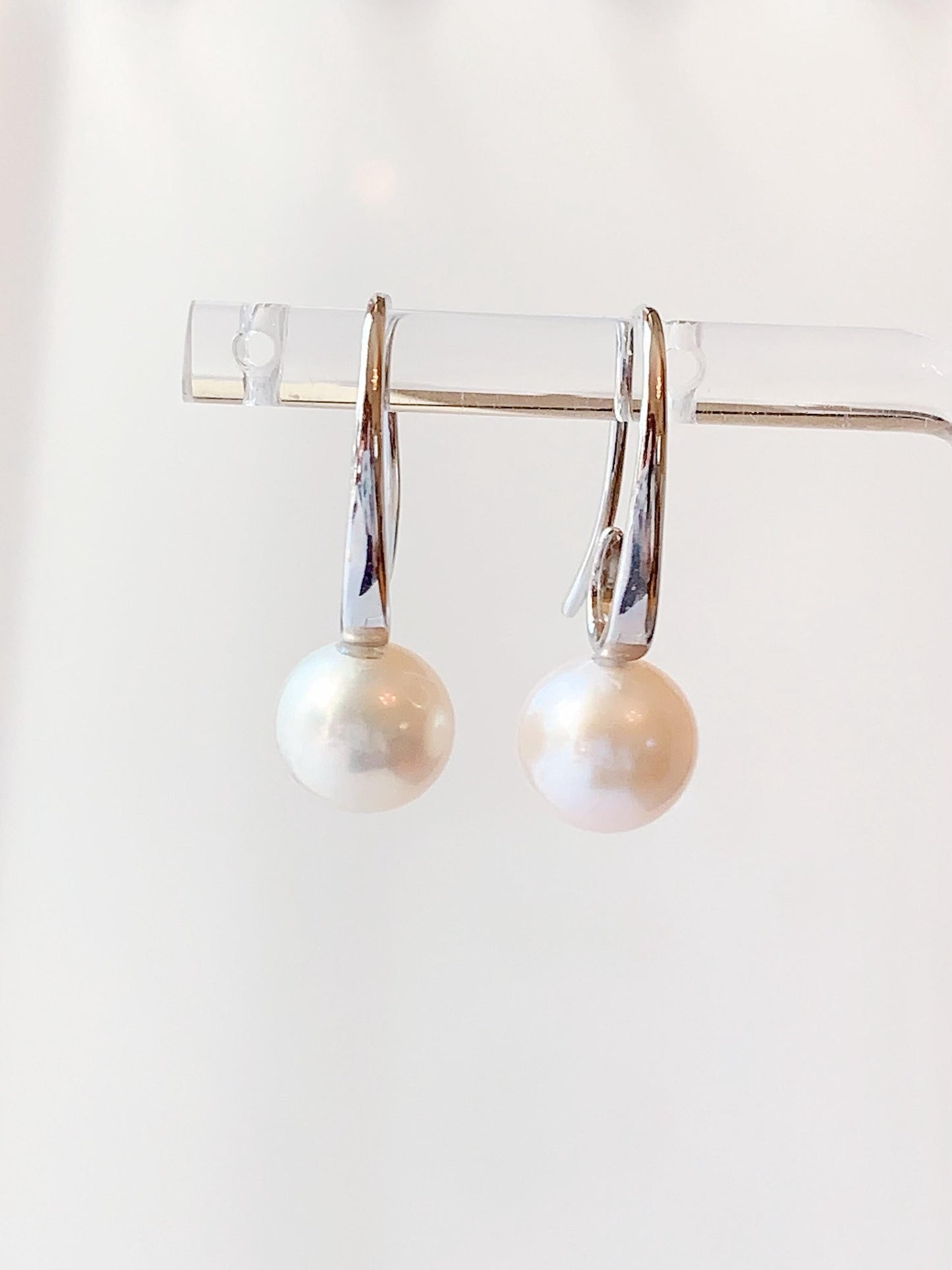 9mm Freshwater Pearl Earrings: 18k Gold Plated Sterling Silver