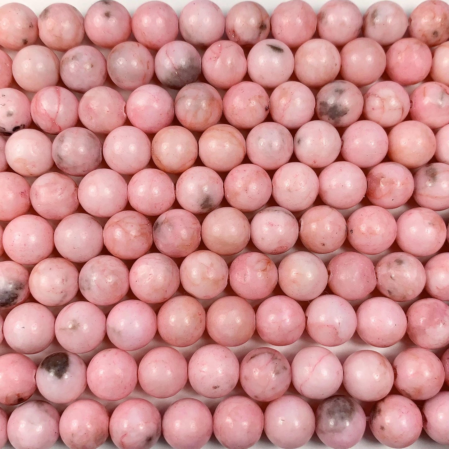 Pink Zebra Jasper Beads: 8mm Smooth Round Gemstone Strand