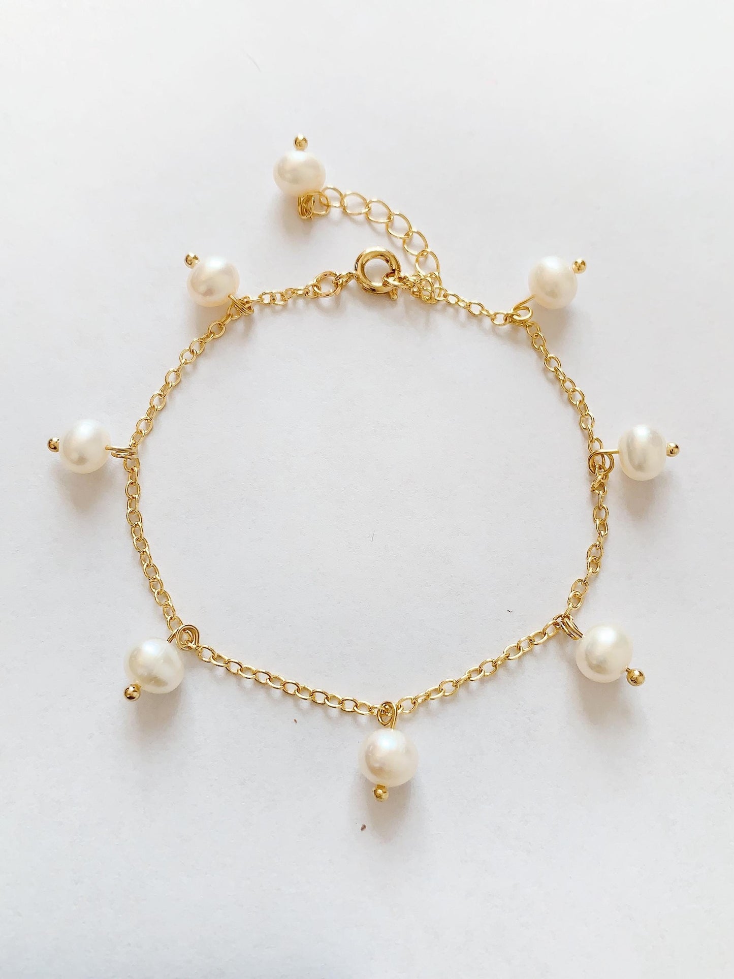 Freshwater Pearl Bracelet: 14K Gold Filled Chain, June Birthstone