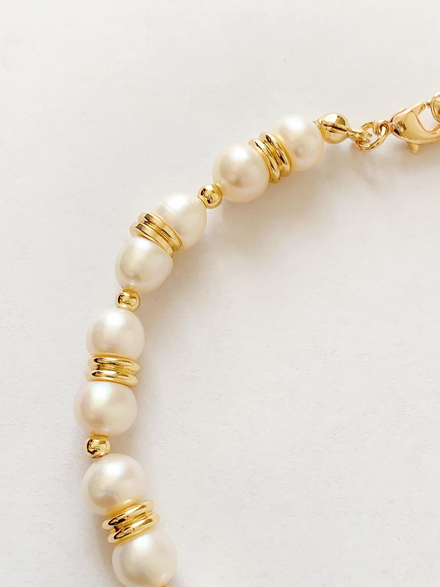 18k Gold Filled Freshwater Pearl Bracelet: Handmade Luster Jewelry