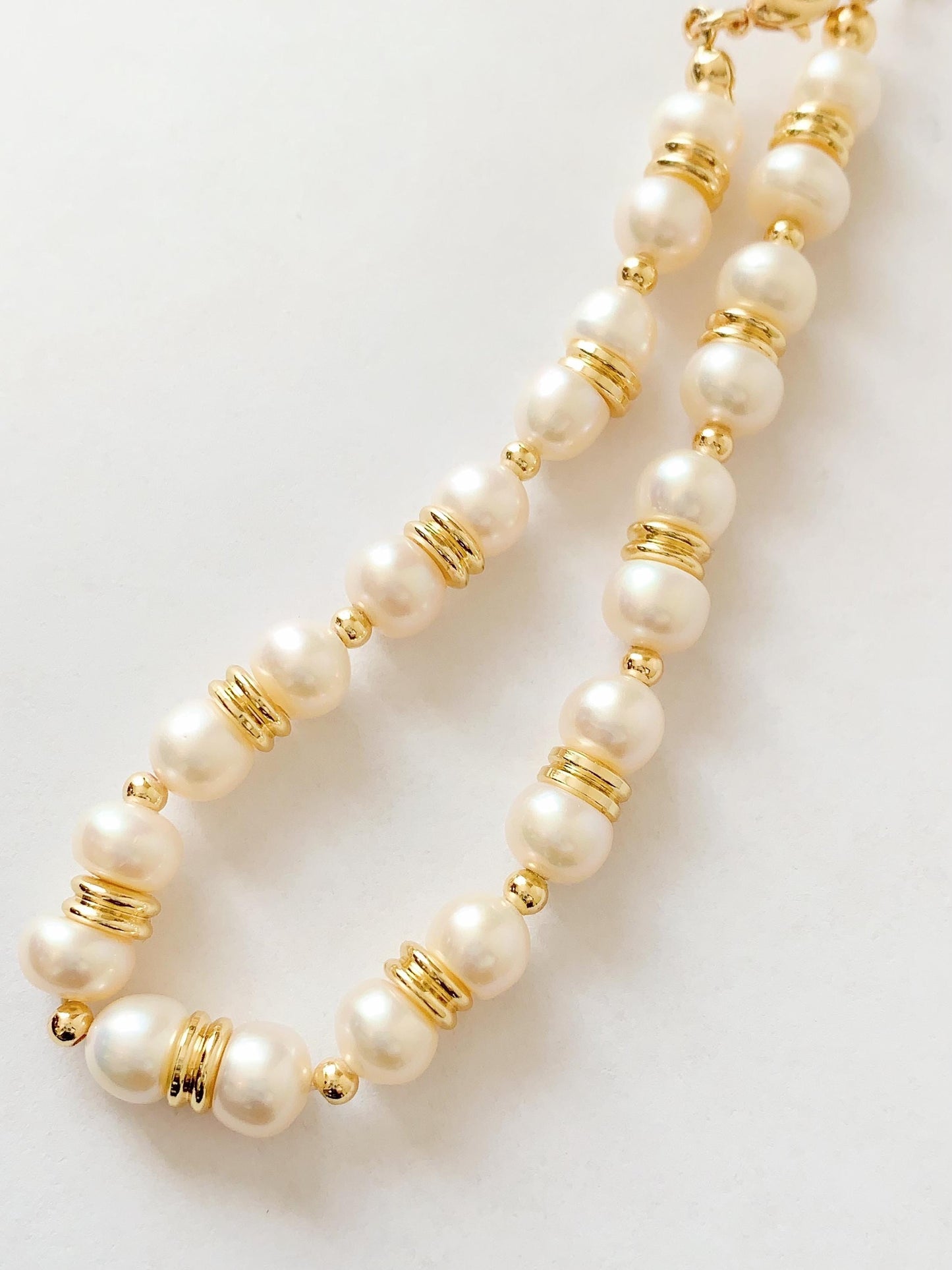 18k Gold Filled Freshwater Pearl Bracelet: Handmade Luster Jewelry