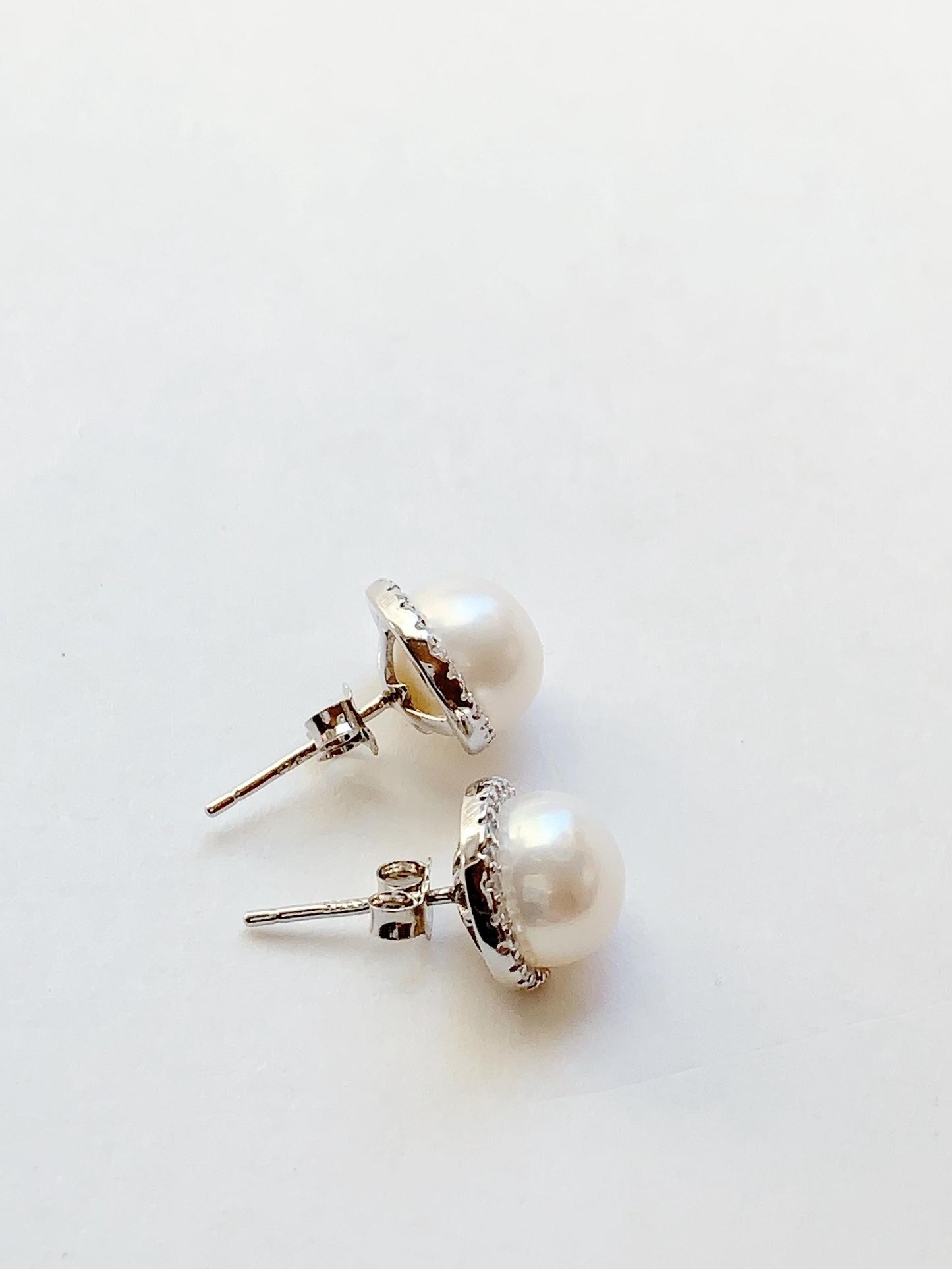 AAA Freshwater Pearl Earrings: 18K White Gold Plated Sterling Silver