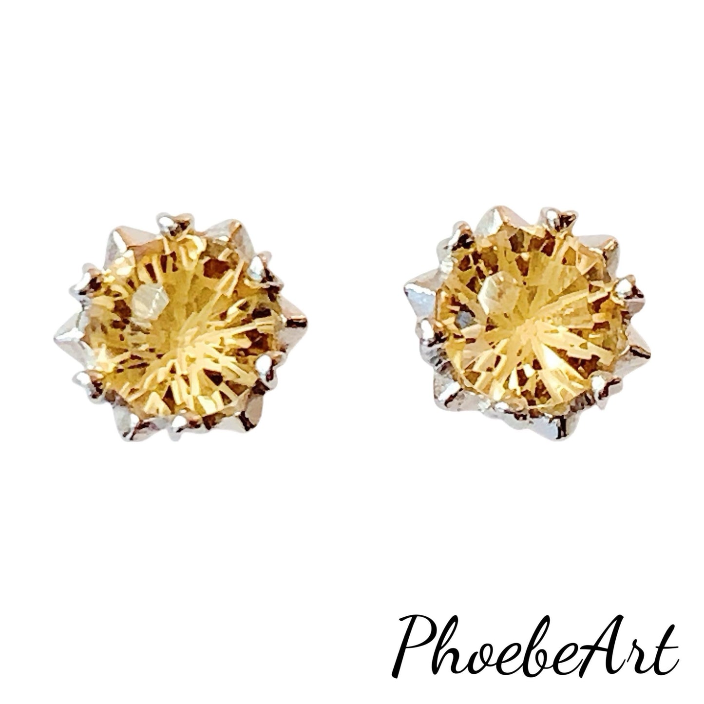 Citrine Earrings: 18k Gold Plated Sterling Silver Studs
