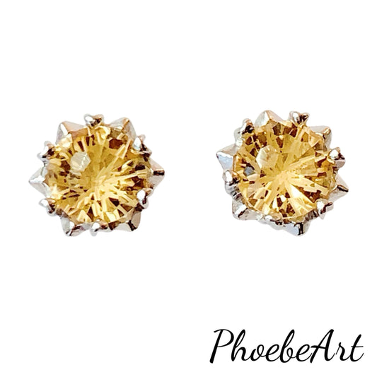 Citrine Earrings: 18k Gold Plated Sterling Silver Studs