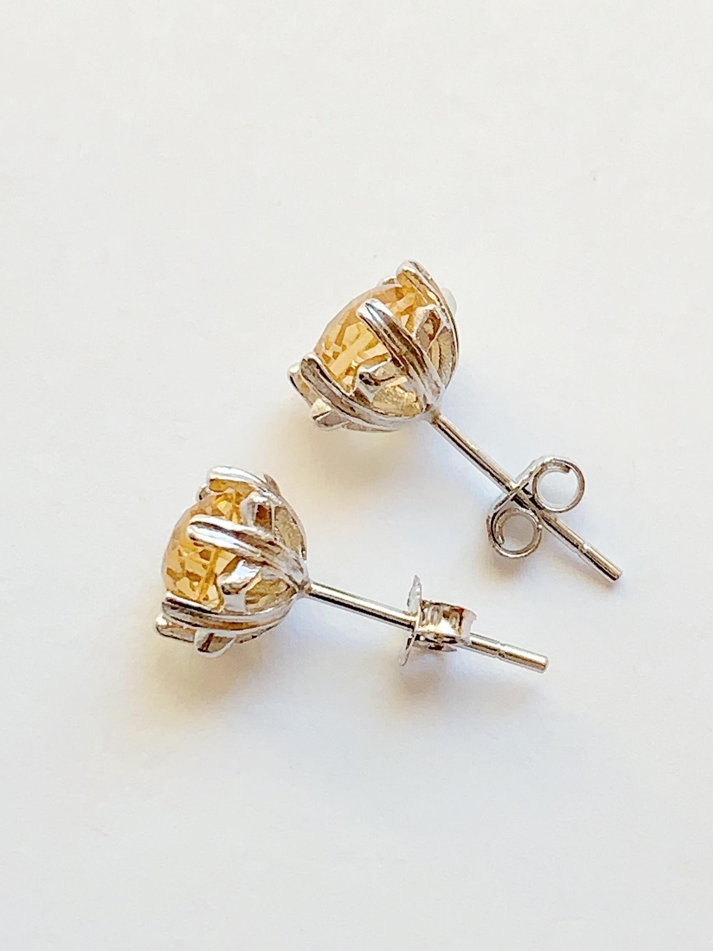Citrine Earrings: 18k Gold Plated Sterling Silver Studs