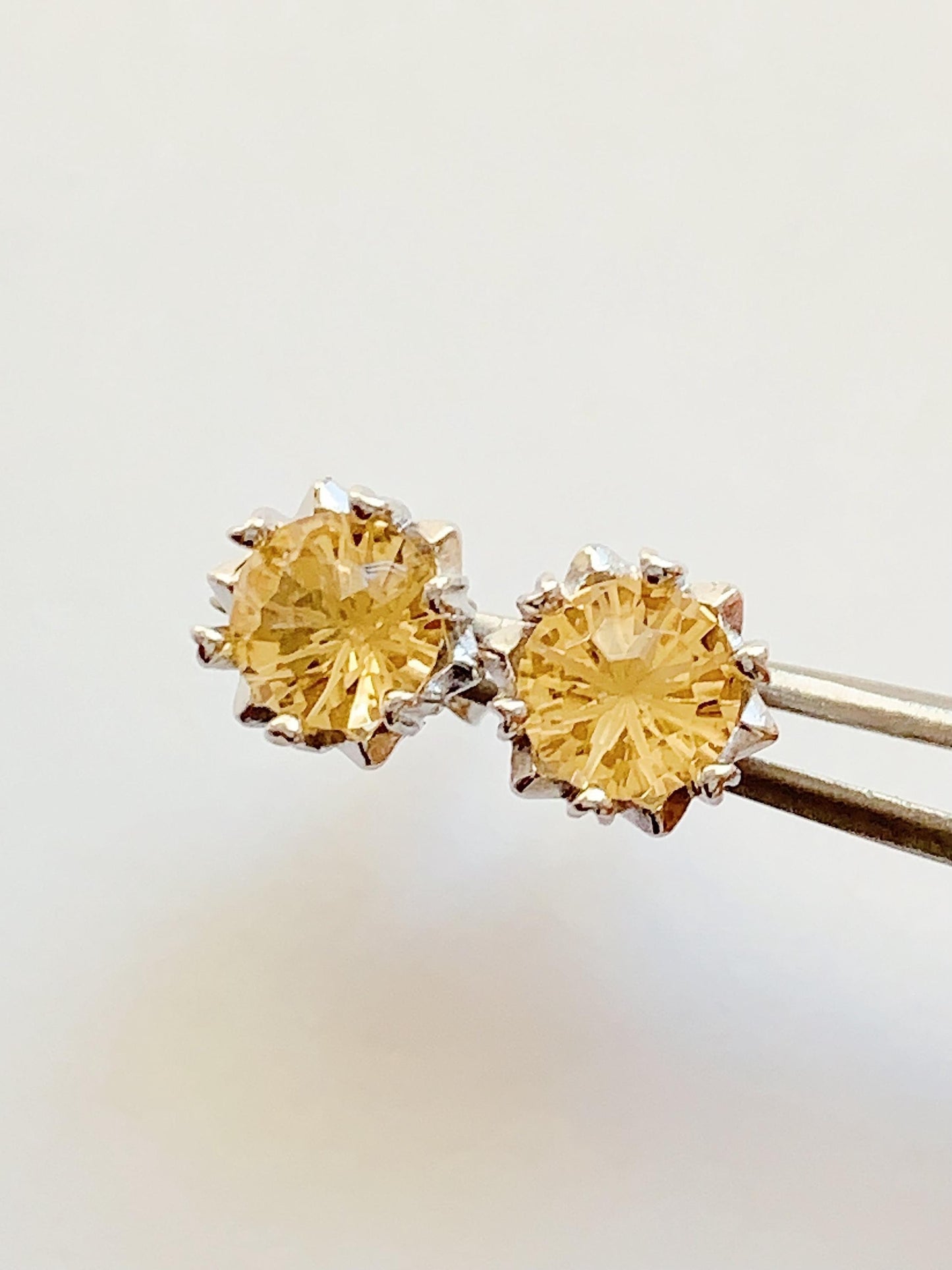 Citrine Earrings: 18k Gold Plated Sterling Silver Studs
