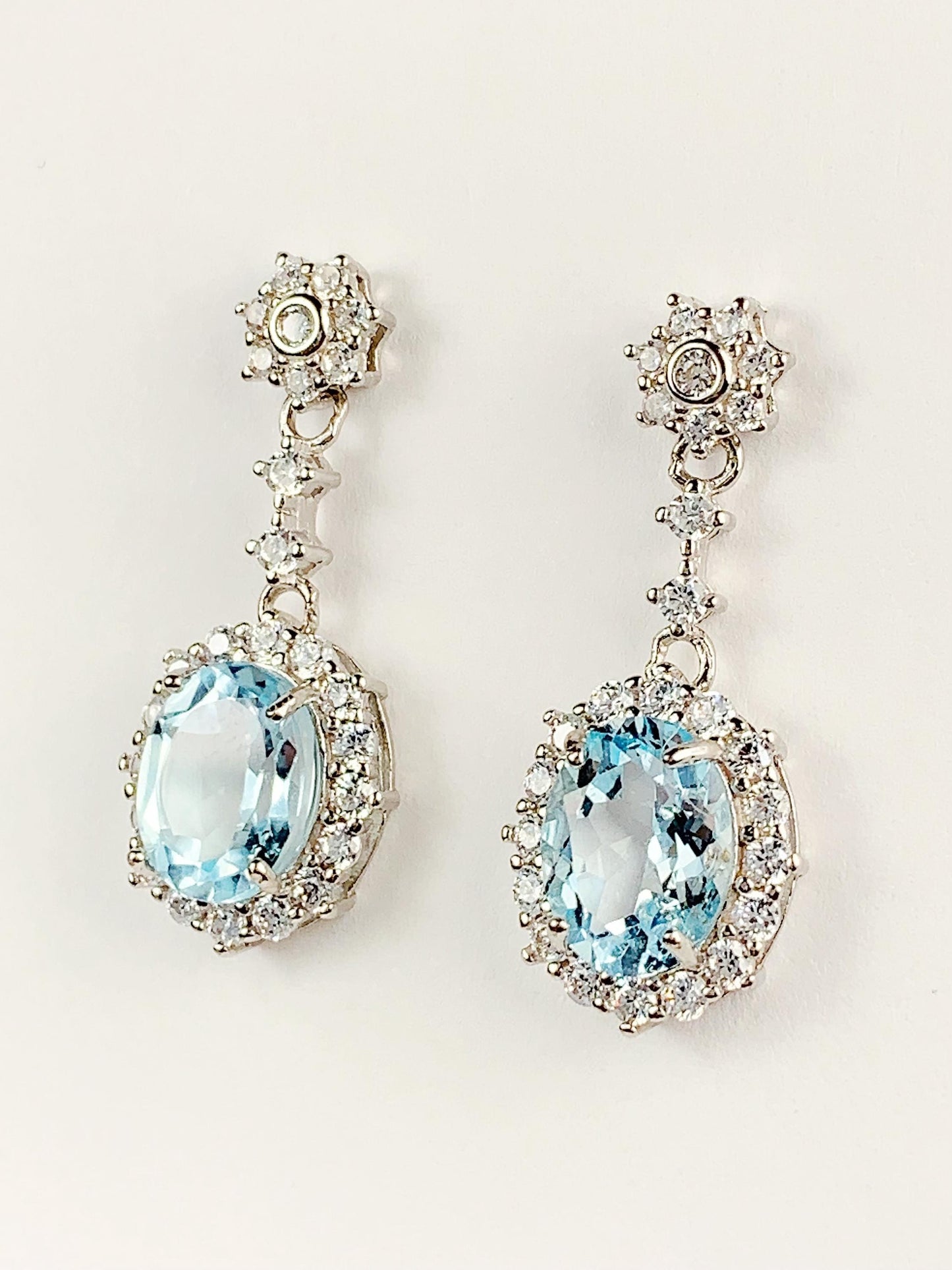 Sky Blue Topaz Earrings: Oval Sterling Silver, 18k Gold Plated