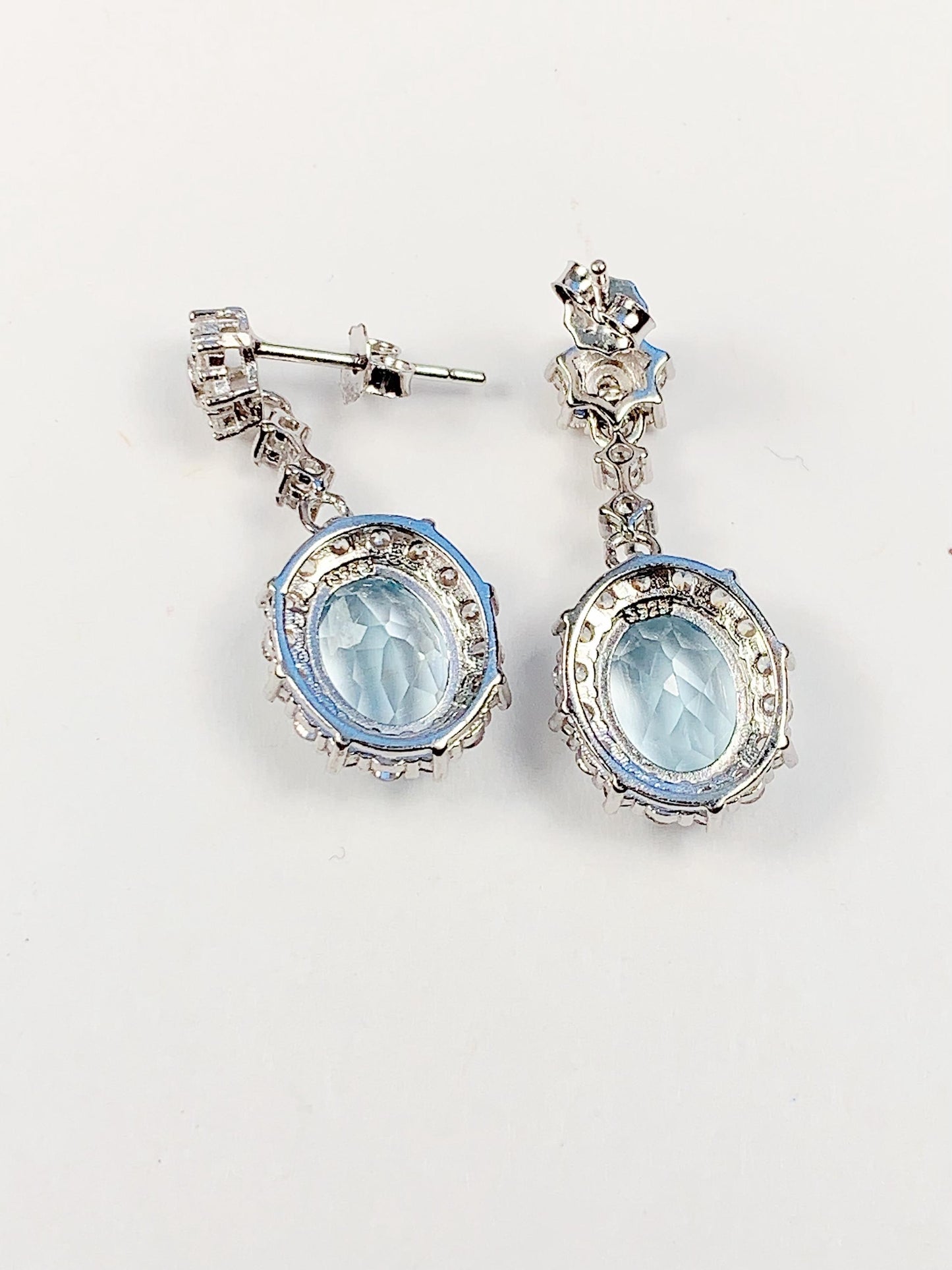 Sky Blue Topaz Earrings: Oval Sterling Silver, 18k Gold Plated