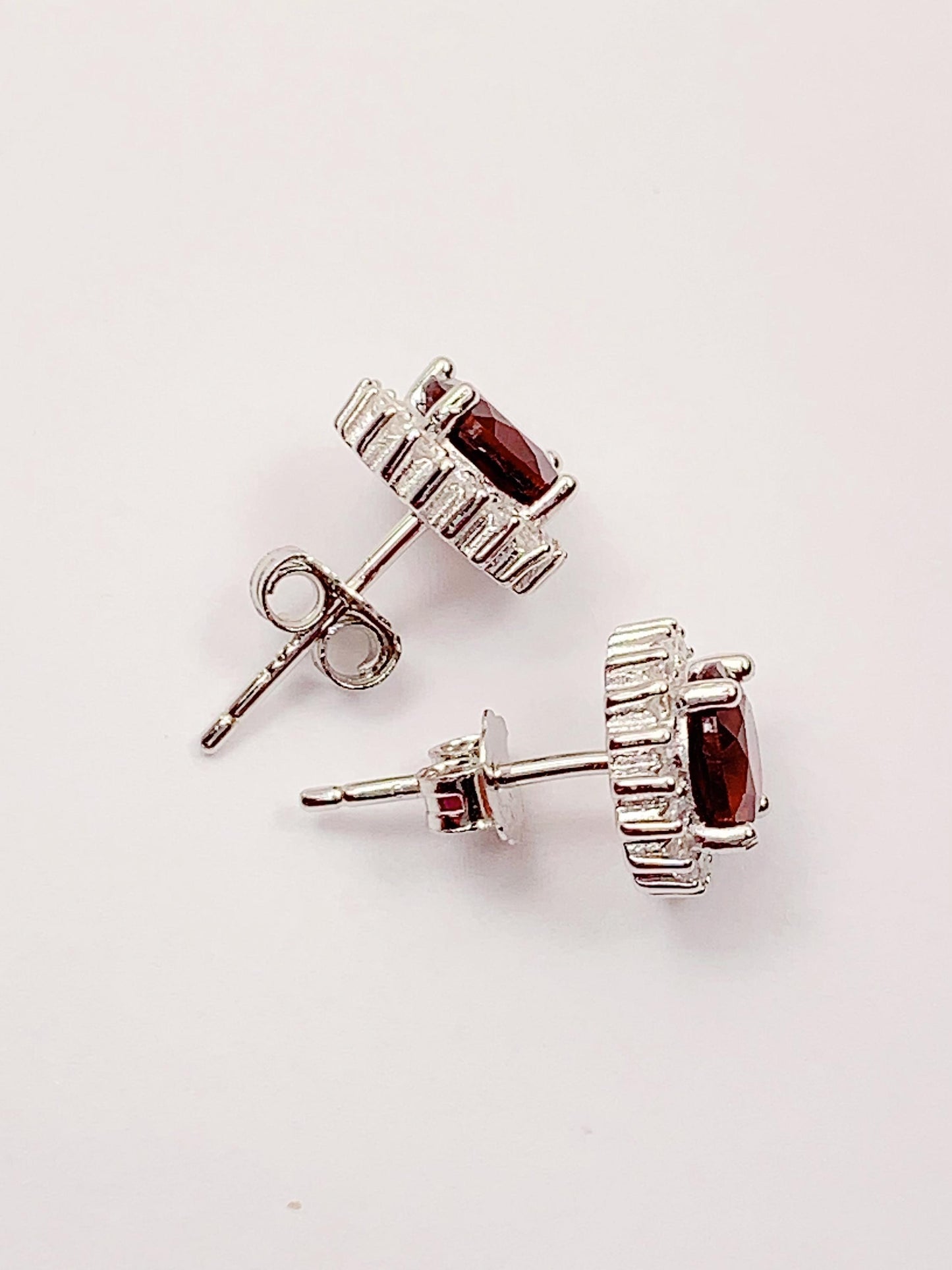 Red Garnet Sterling Silver Earrings: 18k Gold Plated, AAA Grade
