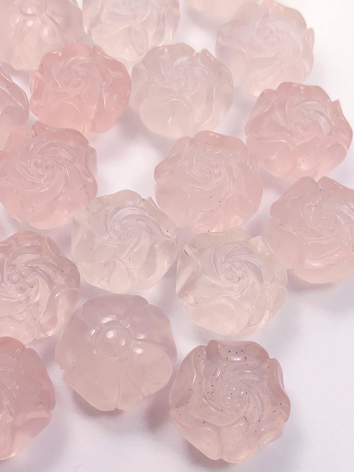 16mm Carved Flowers Rose Quartz Beads: AAA Grade Peony Flower Gemstone