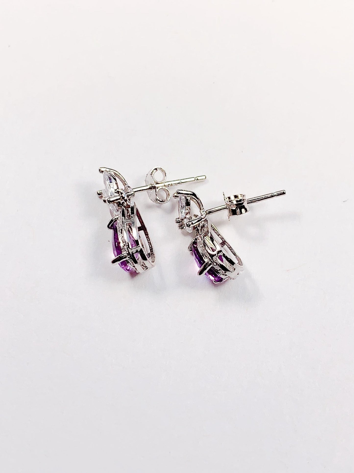Amethyst Drop Earrings: 18k Gold Plated Sterling Silver Leaves