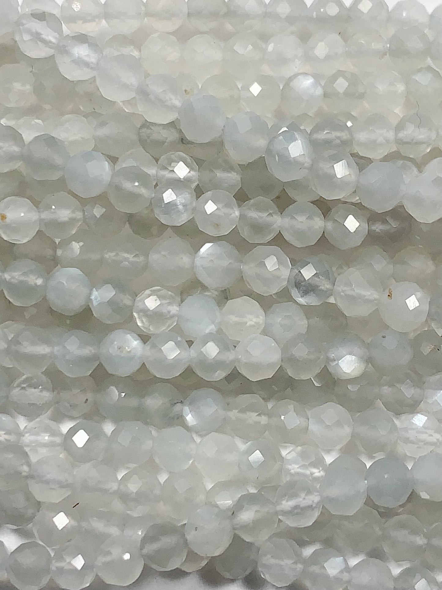 Faceted White Moonstone Beads: Natural Gemstone Strand (2mm 3mm 4mm)