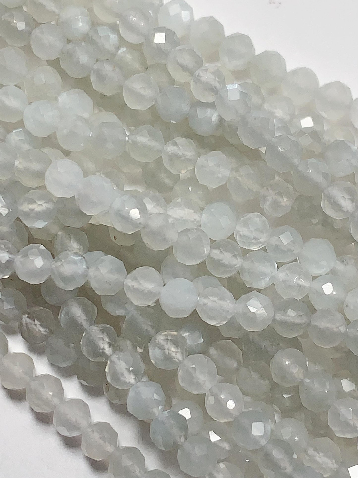 Faceted White Moonstone Beads: Natural Gemstone Strand (2mm 3mm 4mm)