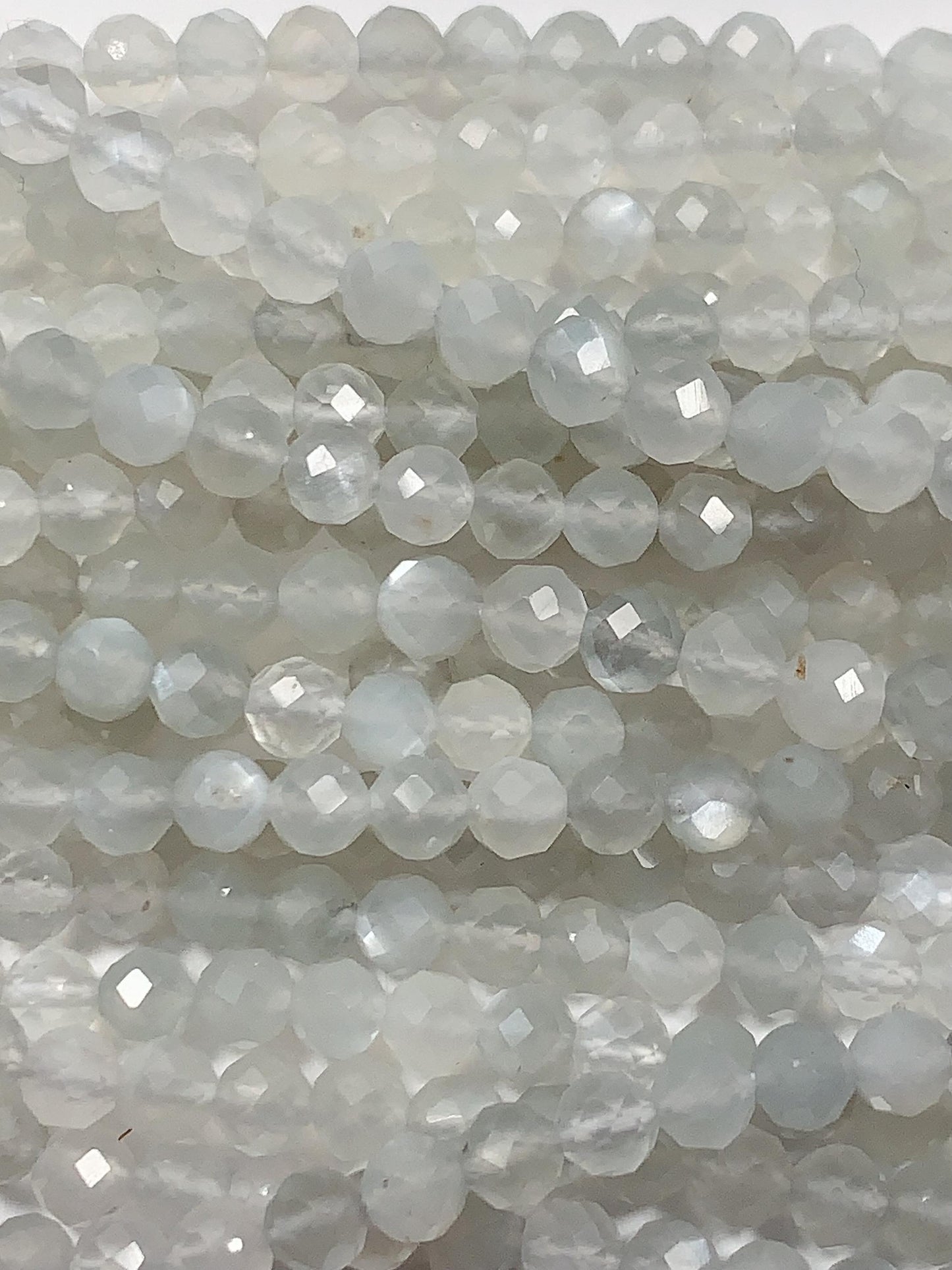Faceted White Moonstone Beads: Natural Gemstone Strand (2mm 3mm 4mm)